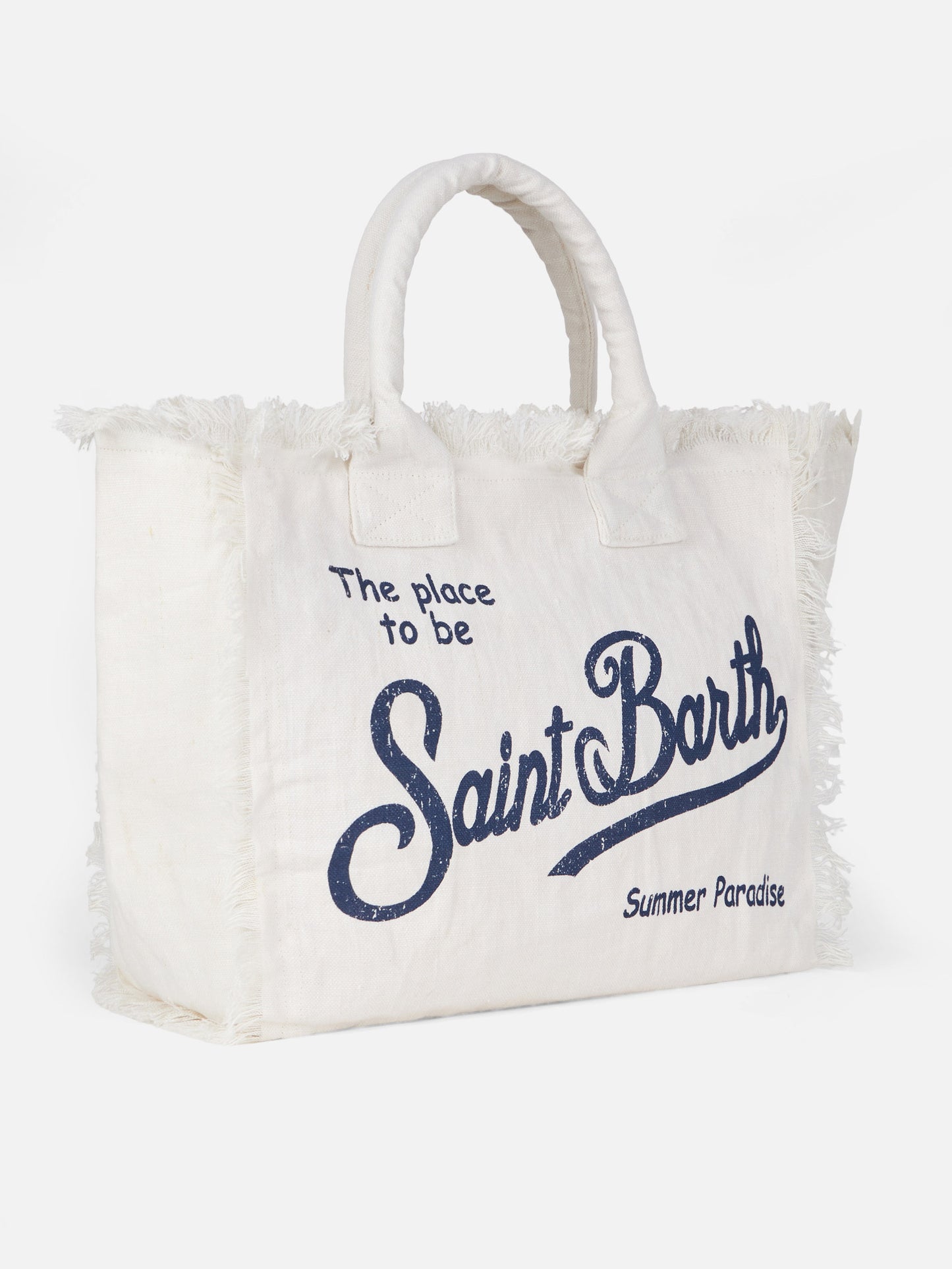 Vanity Schultertasche aus cremeweißem Leinen