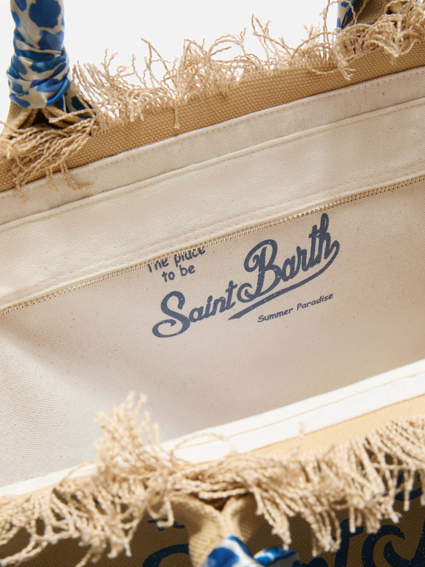 Beige Canvas Vanity regular bag with twill detail on handle