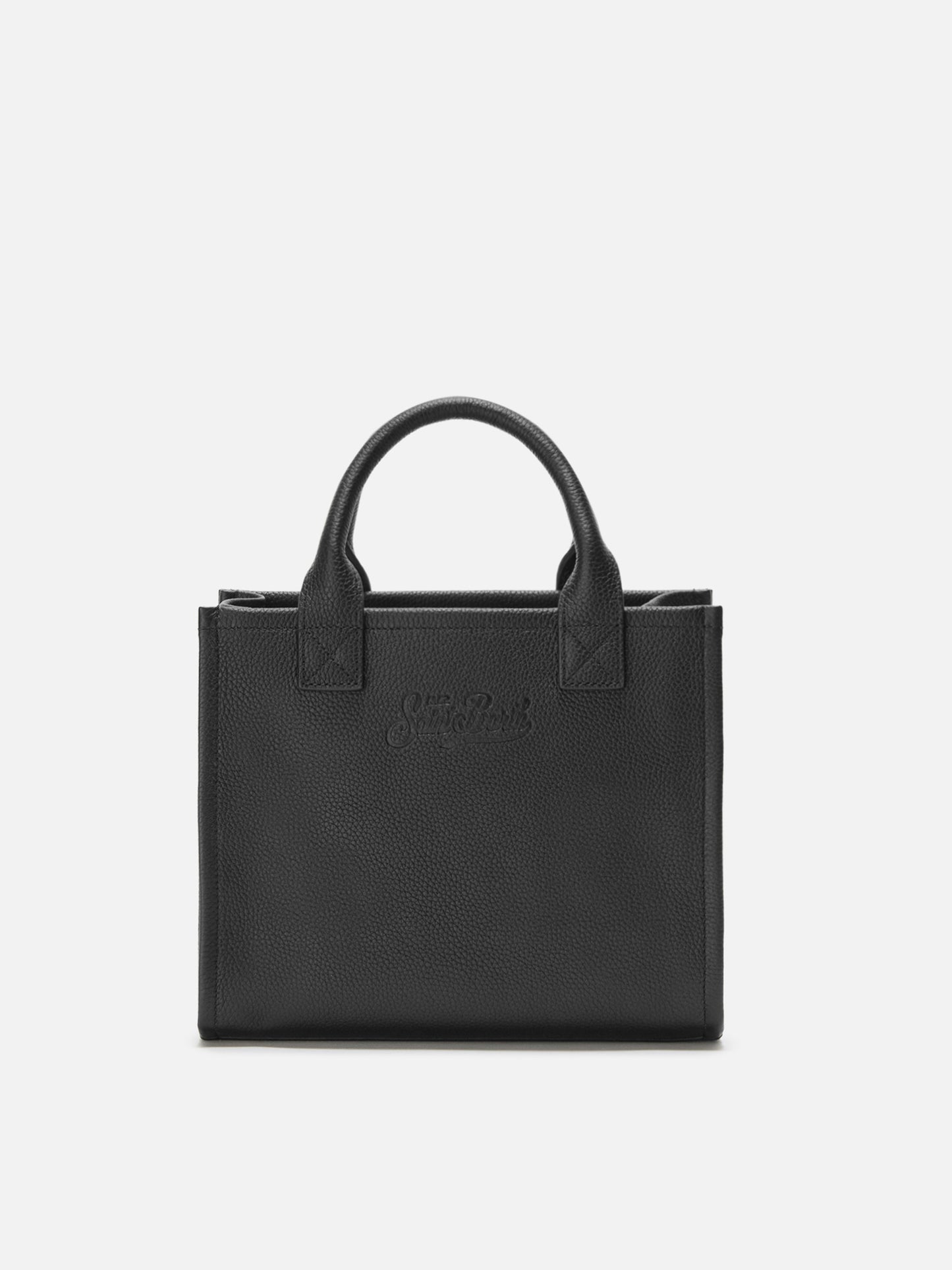 Vanity Bag Midi Shoulder Bag in black hammered leather