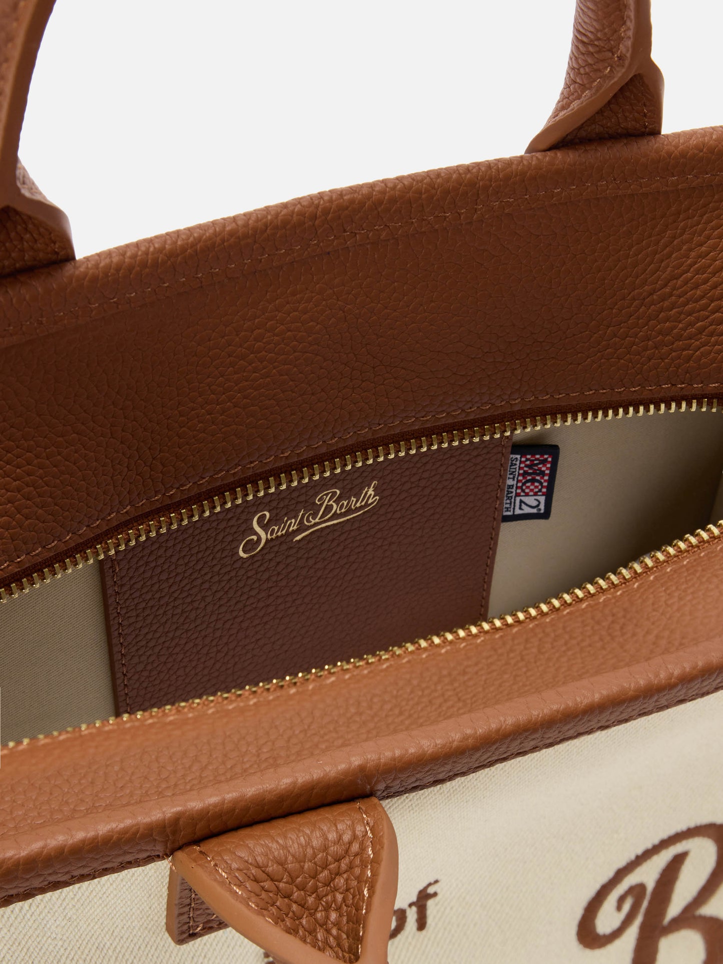 Vanity medium canvas and pebbled leather bag