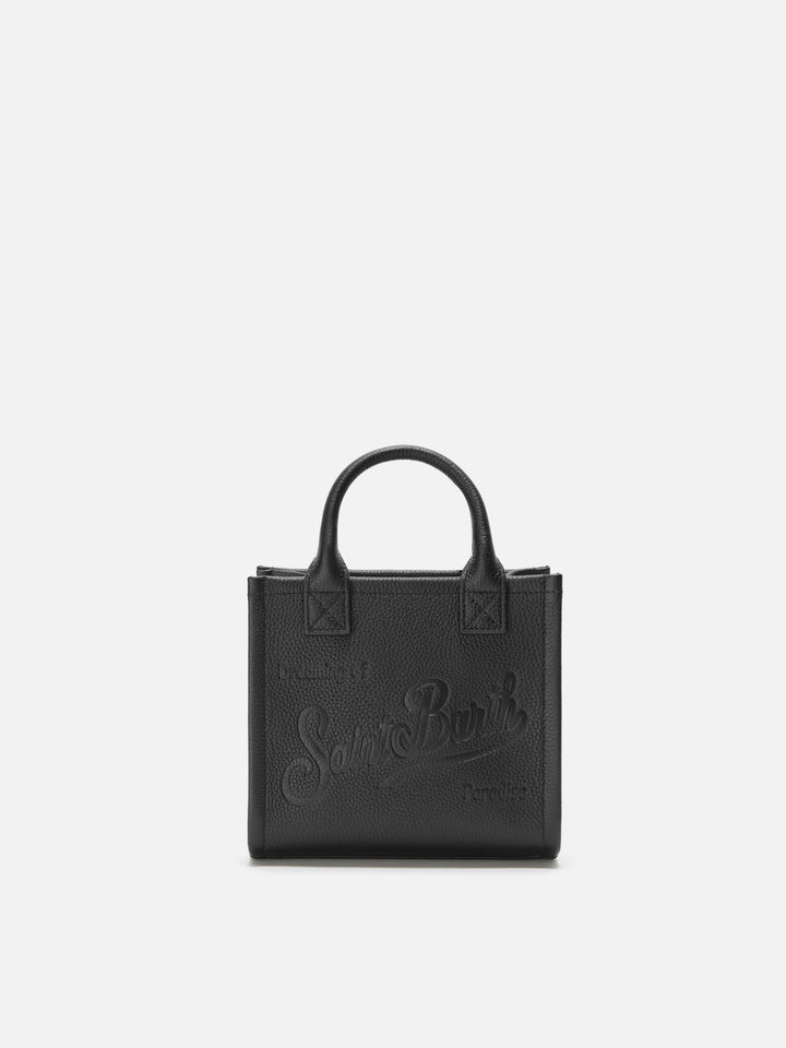 Borsa a spalla Vanity Bag Mini in pelle martellata nera