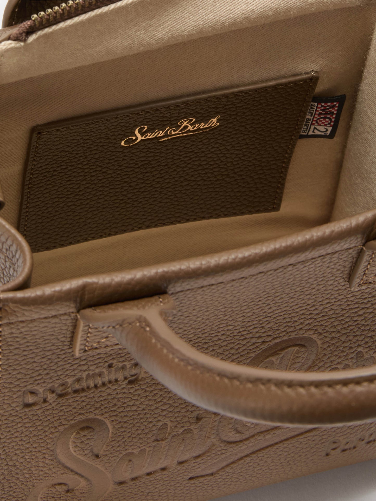 Vanity Bag Mini-Schultertasche aus braunem, gehämmertem Leder