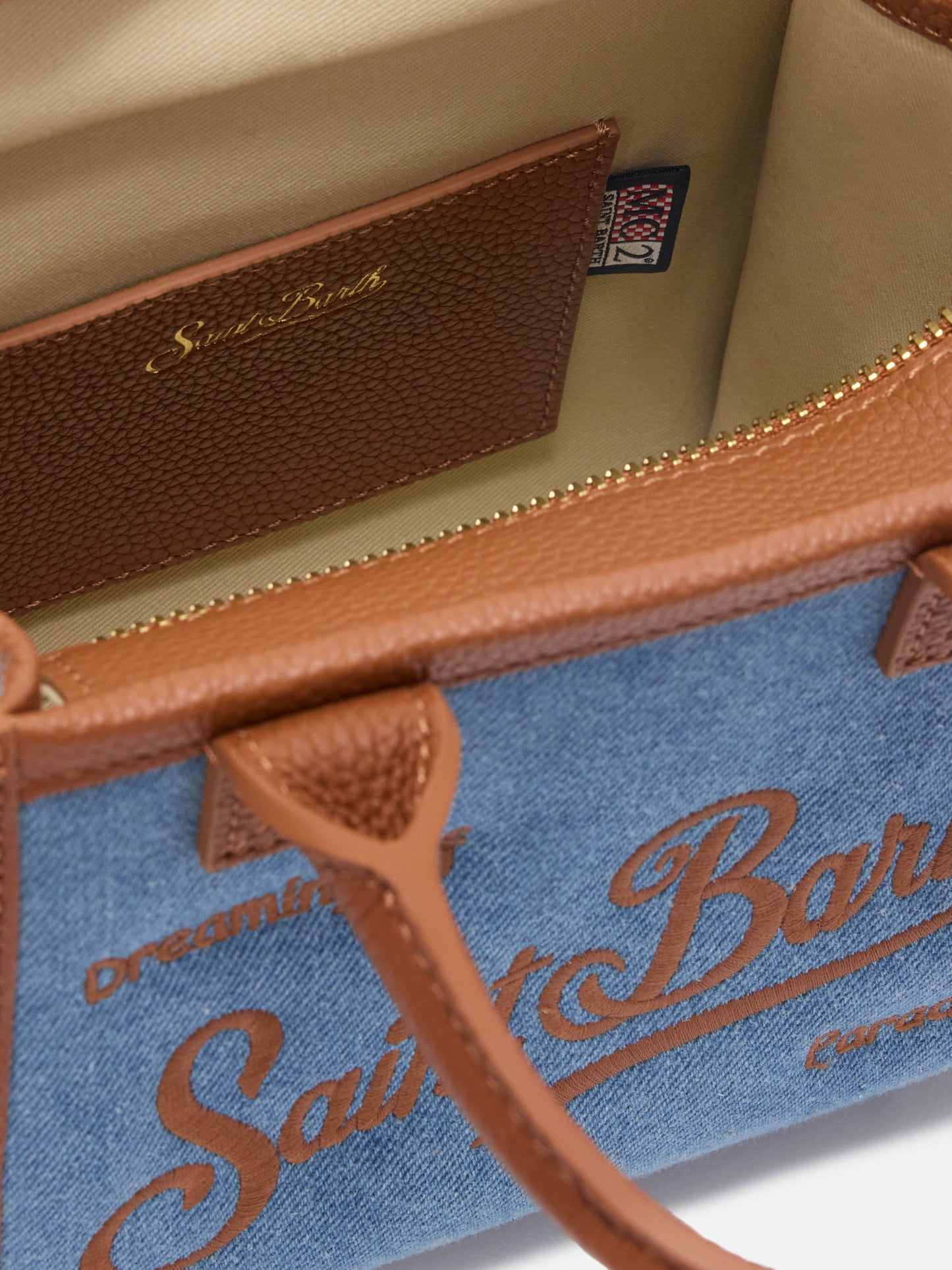 Bolso Vanity mini en denim y piel granulada