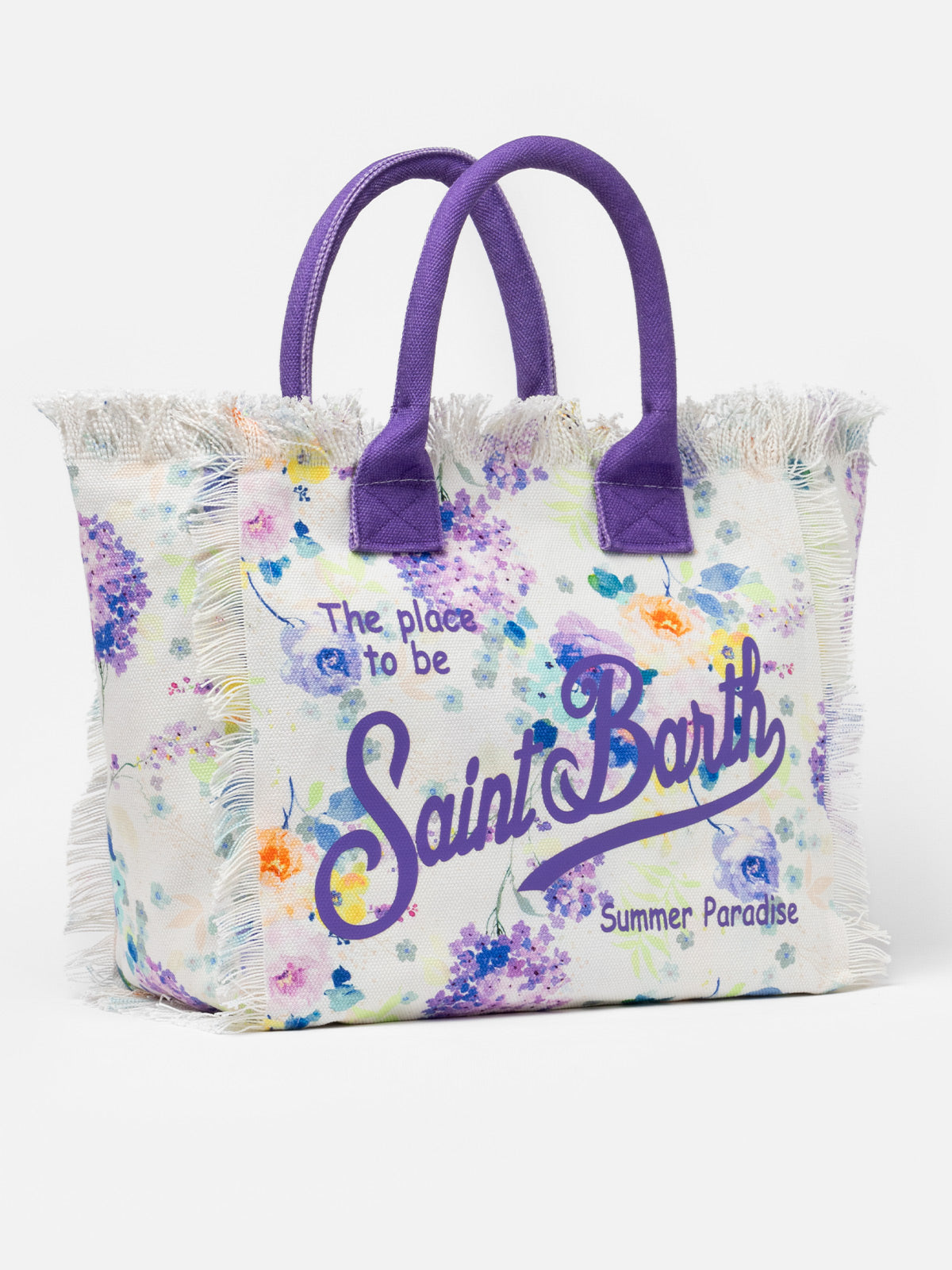 Vanity-Einkaufstasche aus Baumwollcanvas mit Aquarellblumen und Blumenmuster