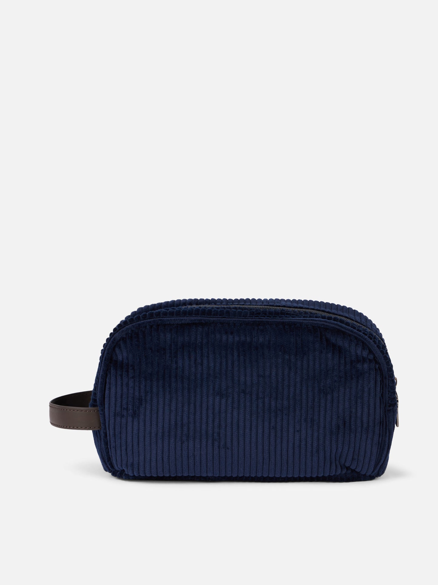 Beauty case in velluto a coste blu