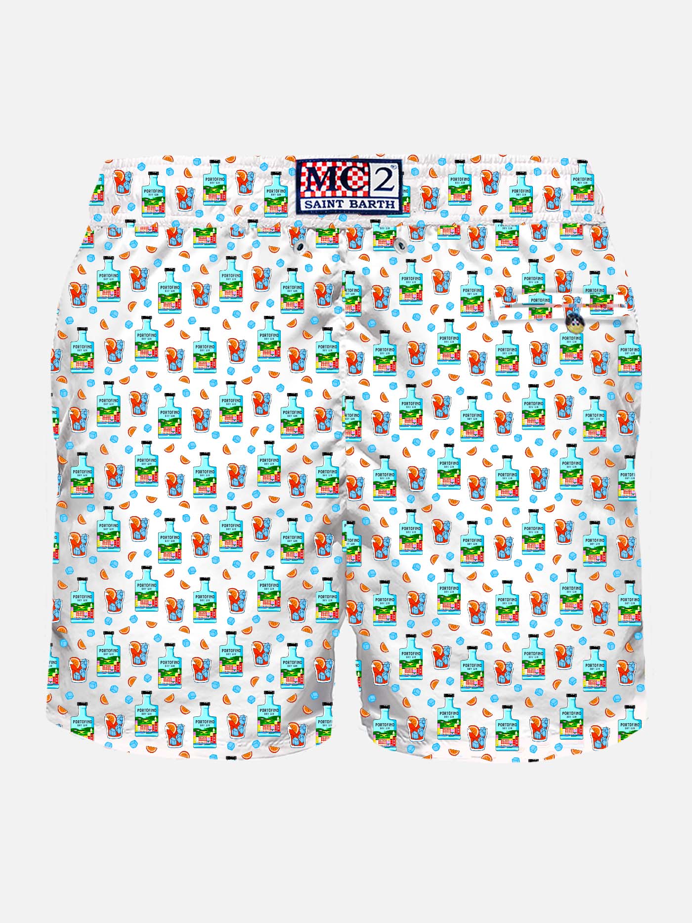 Man light fabric swim shorts with Portofino Dry Gin print | Portofino Dry Gin Special Edition - MC2 Saint Barth