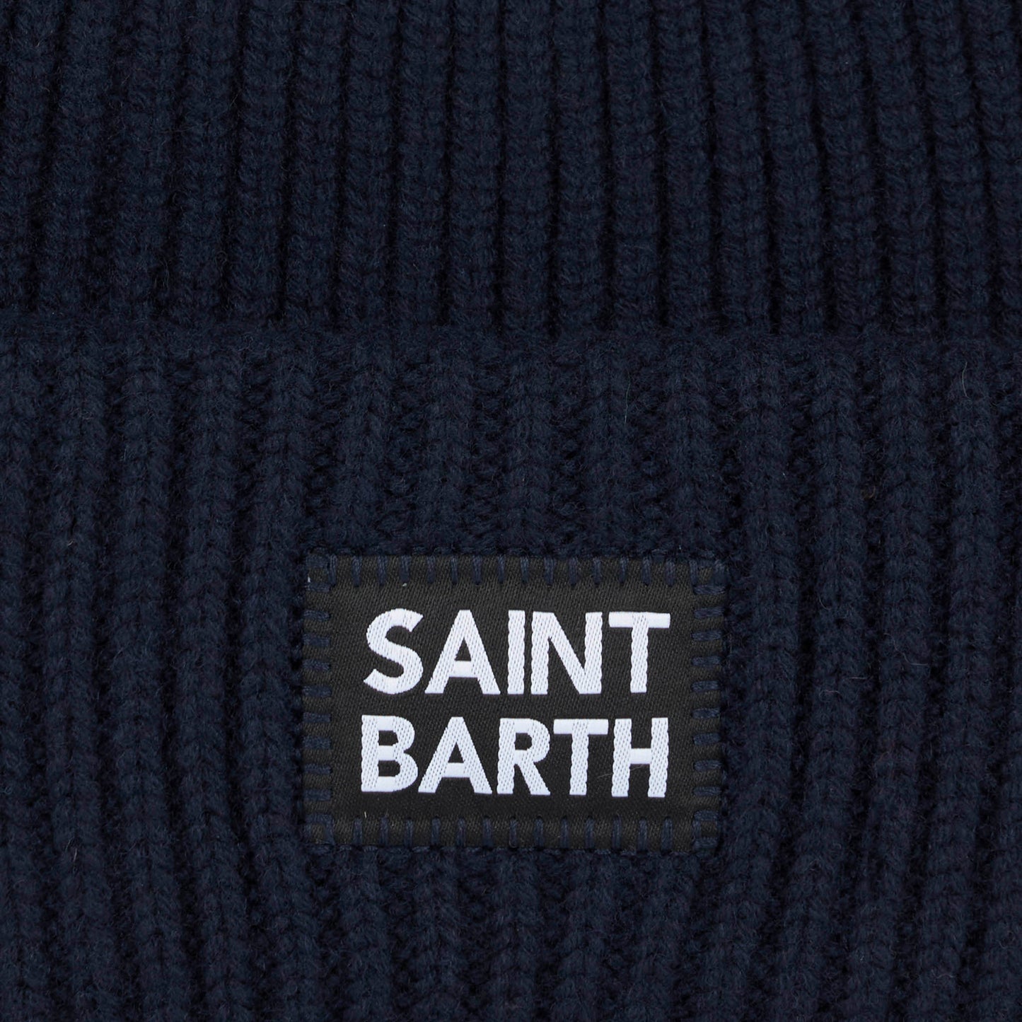 Boy blue ribbed beanie with Saint Barth label - MC2 Saint Barth