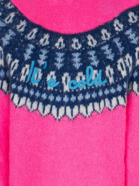 Girl brushed crewneck sweater with nordic jacquard - MC2 Saint Barth