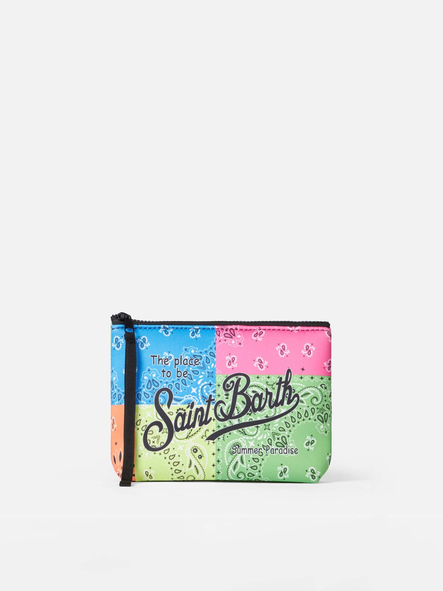 Aline scuba pochette with fluo bandanna print