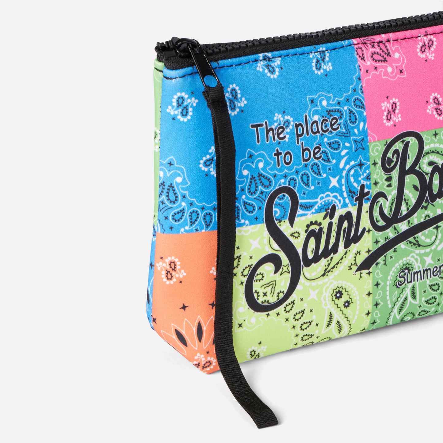 Aline scuba pochette with fluo bandanna print