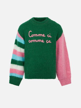 Girl boxy shape soft sweater with Comme Ci Comme Ça embroidery - MC2 Saint Barth