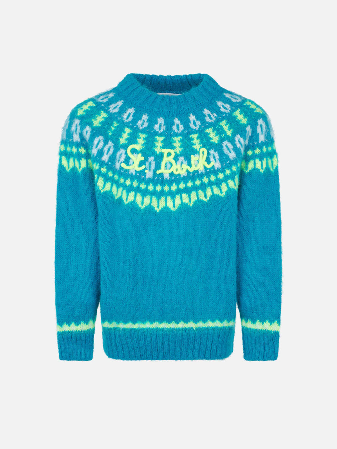 Girl brushed crewneck sweater with nordic jacquard - MC2 Saint Barth