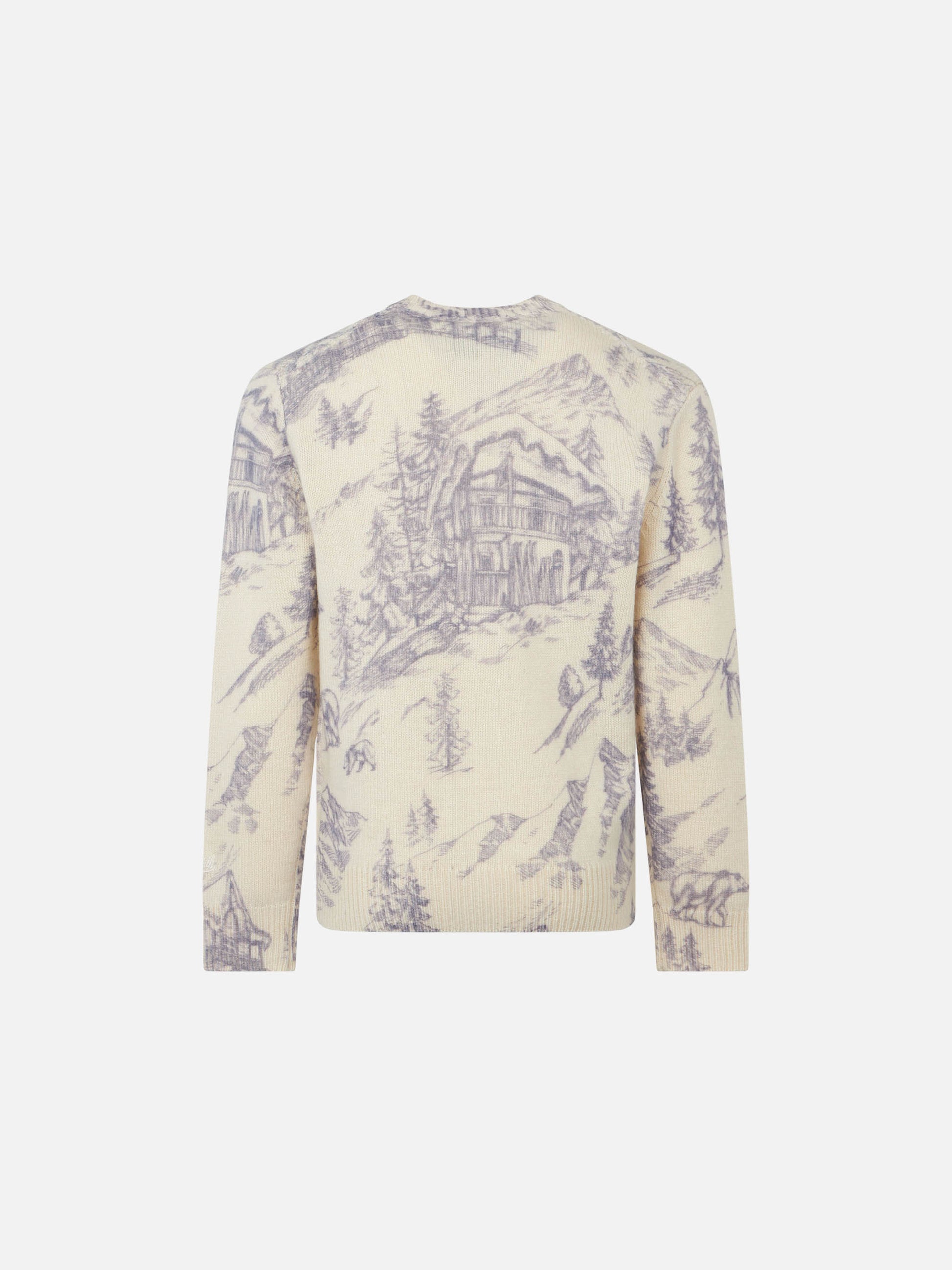 Girl crewneck toile de jouy sweater with La Montagne embroidery - MC2 Saint Barth