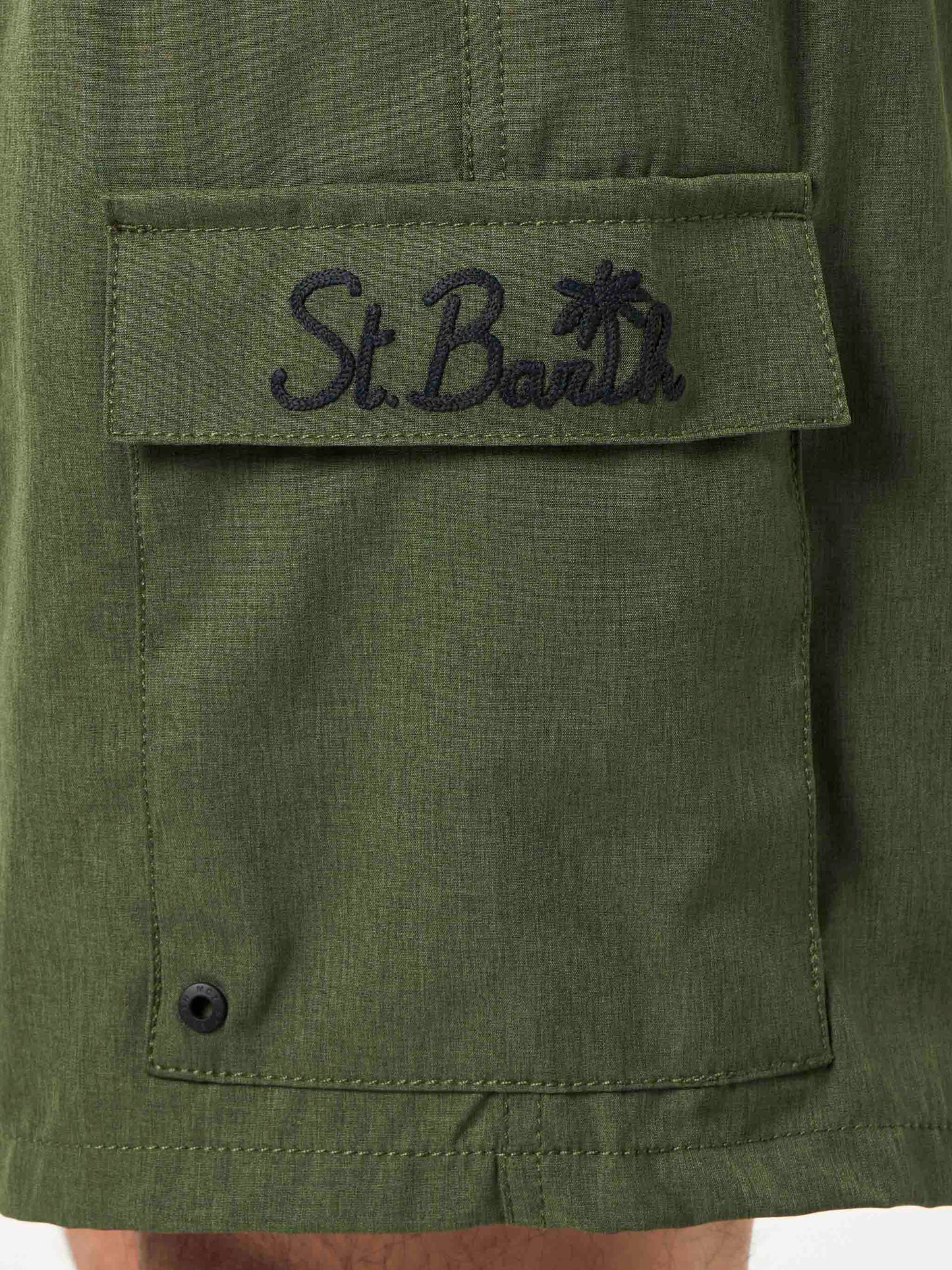 Man military green comfort and stretch swim shorts - MC2 Saint Barth