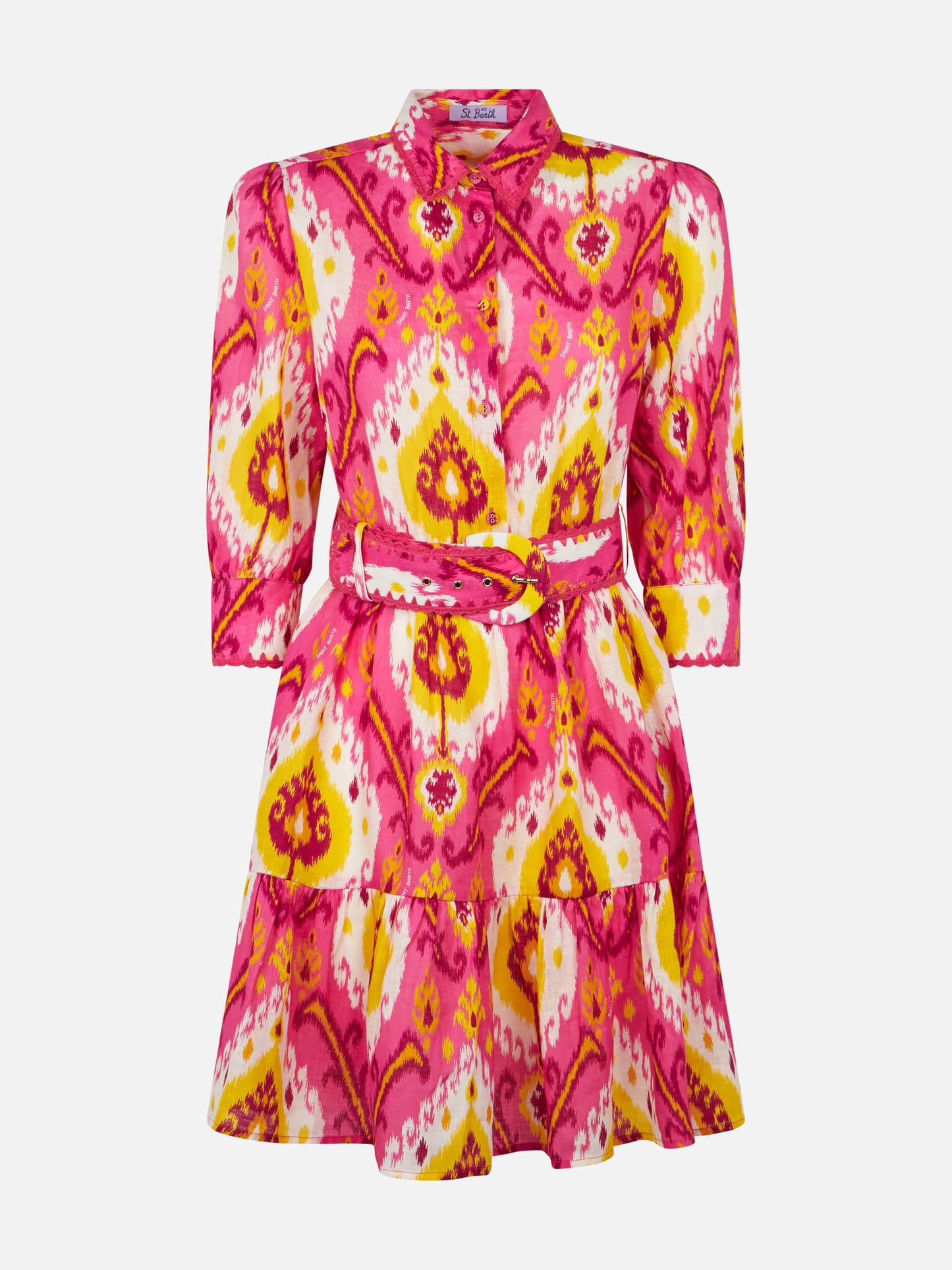 Woman linen short dress Daisi with ikat print - MC2 Saint Barth