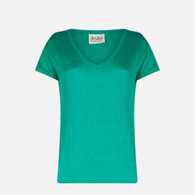 Woman green linen t-shirt - MC2 Saint Barth
