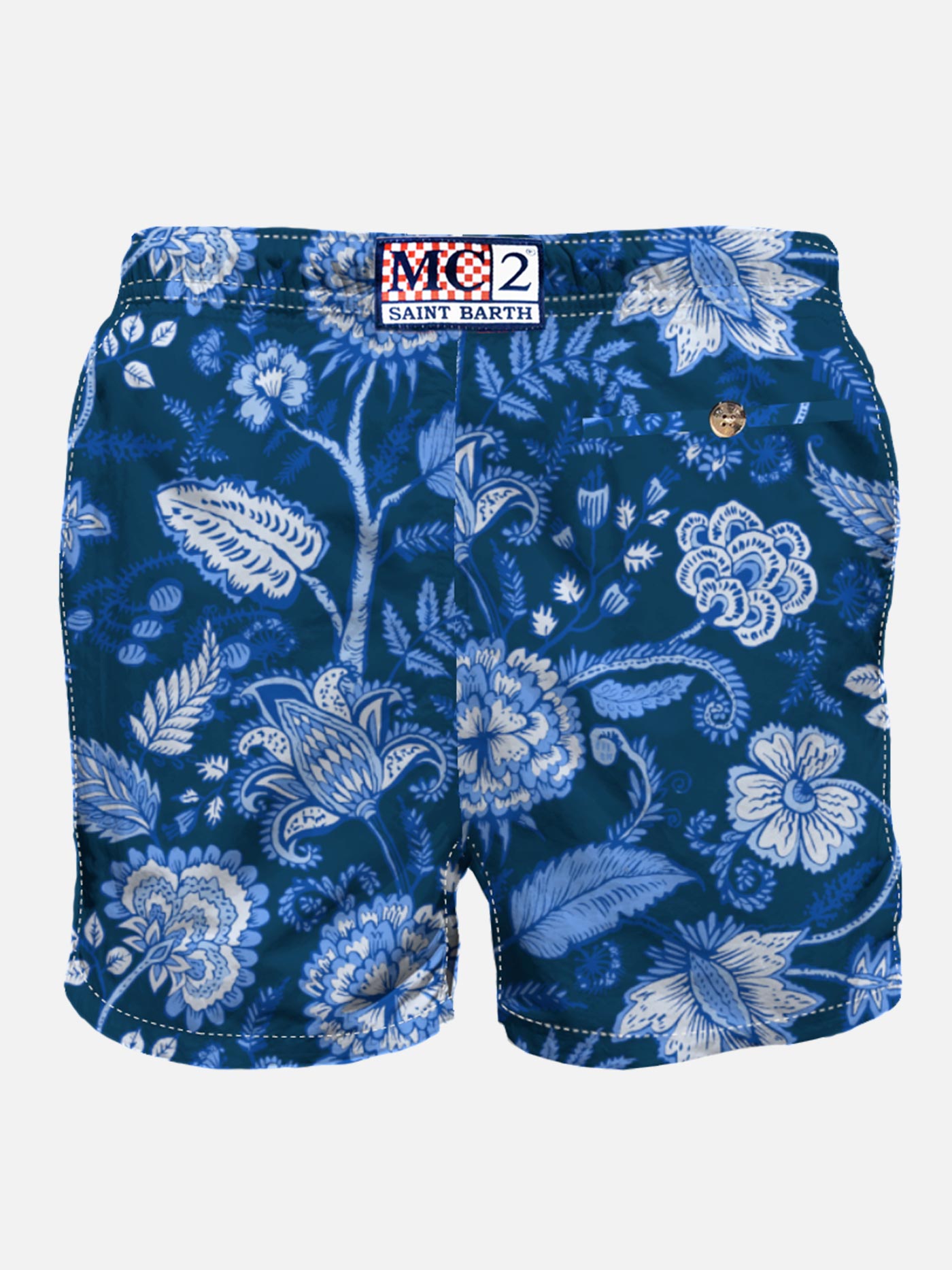 Man swim shorts with blue flower print - MC2 Saint Barth