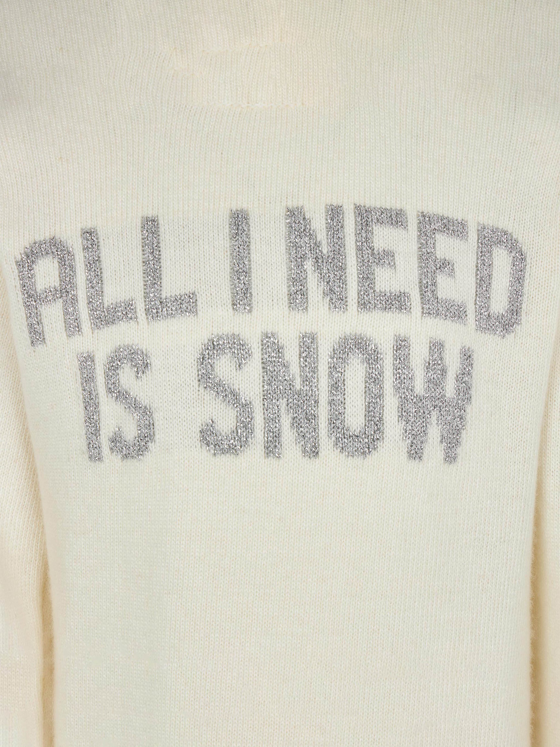 Girl crewneck sweater with All I need is snow lettering - MC2 Saint Barth