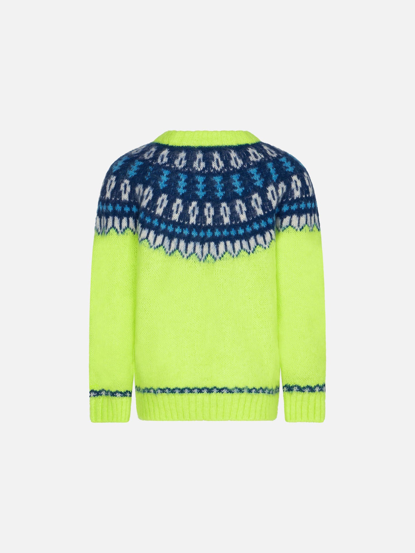Boy fluo yellow sweater with icelandic jacquard - MC2 Saint Barth