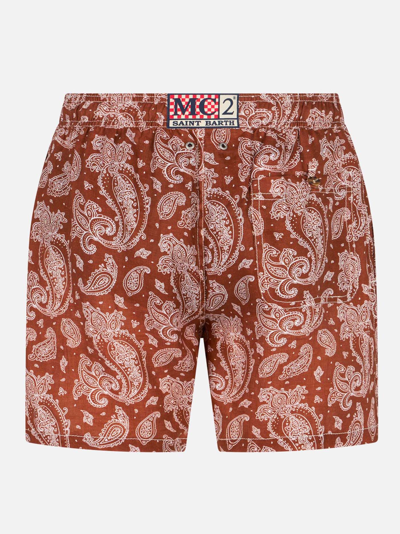 Man linen swim shorts with paisley print - MC2 Saint Barth