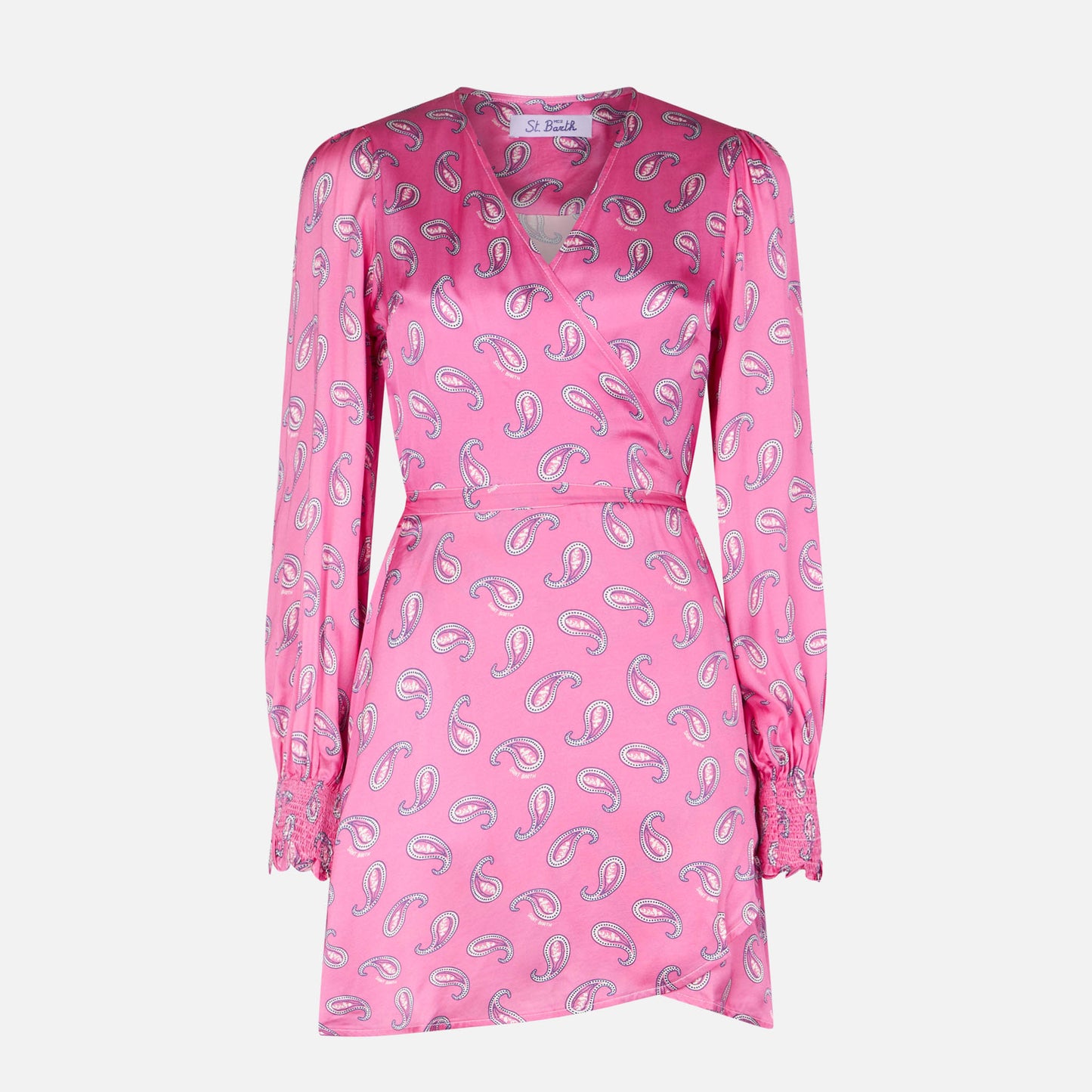 Satin wrap dress with paisley print - MC2 Saint Barth