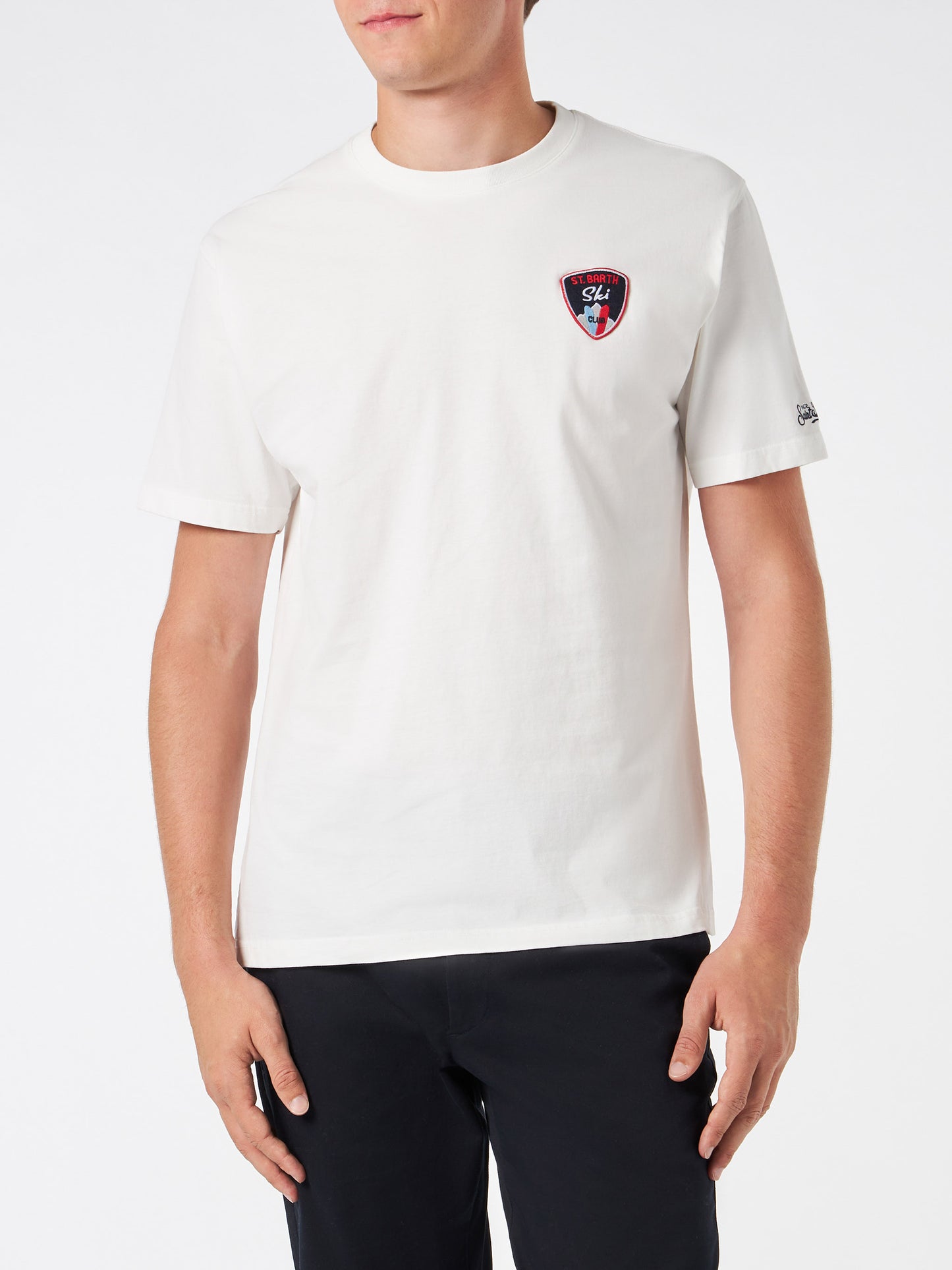 Man heavy cotton t-shirt with St. Barth Ski patch - MC2 Saint Barth