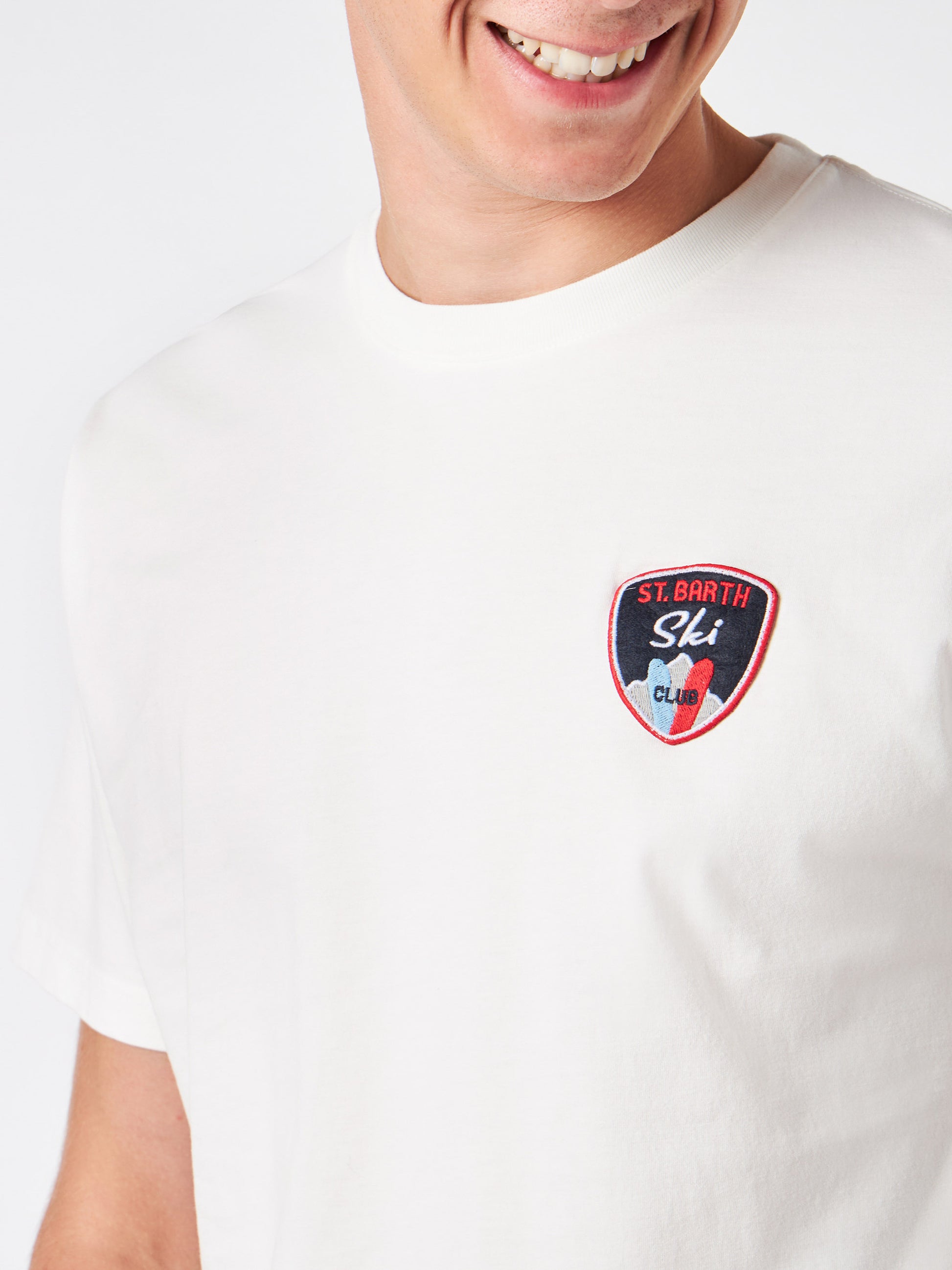 Man heavy cotton t-shirt with St. Barth Ski patch - MC2 Saint Barth