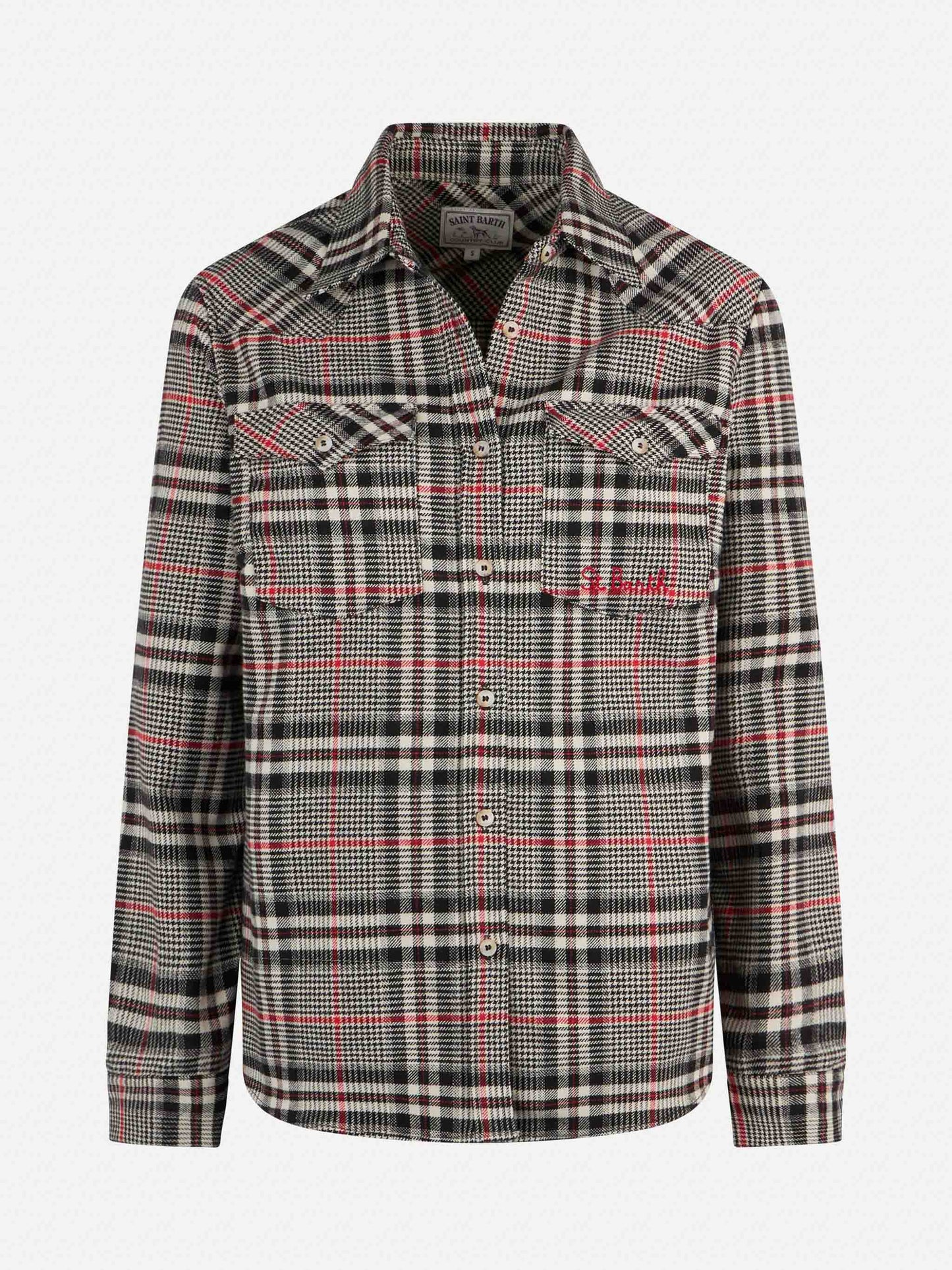 Woman velvet overshirt with Prince of Wales print - MC2 Saint Barth