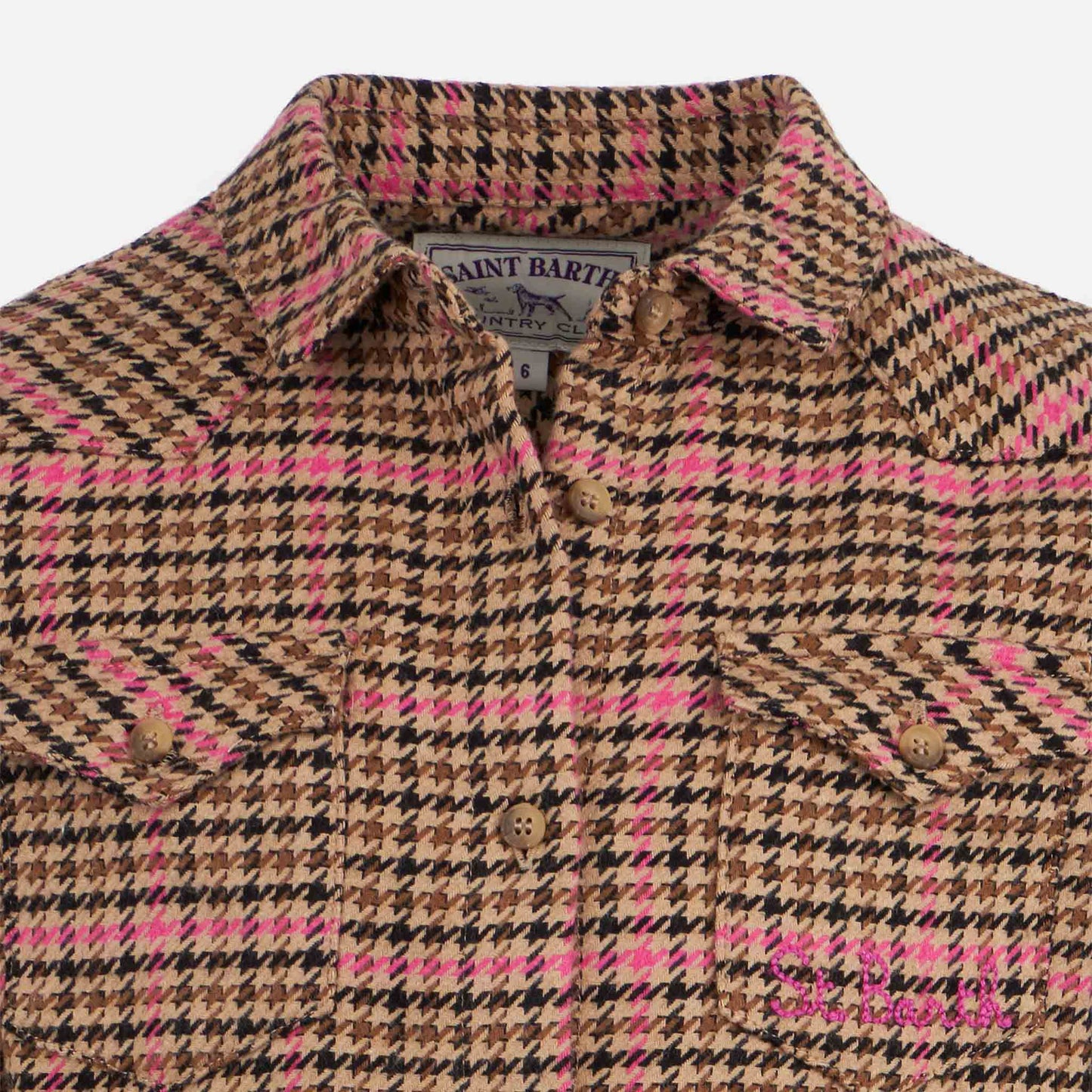 Girl overshirt with pied de poule print - MC2 Saint Barth