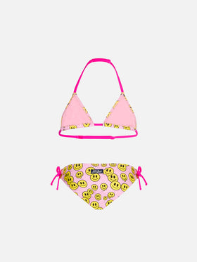 Girl triangle bikini with smile print - MC2 Saint Barth