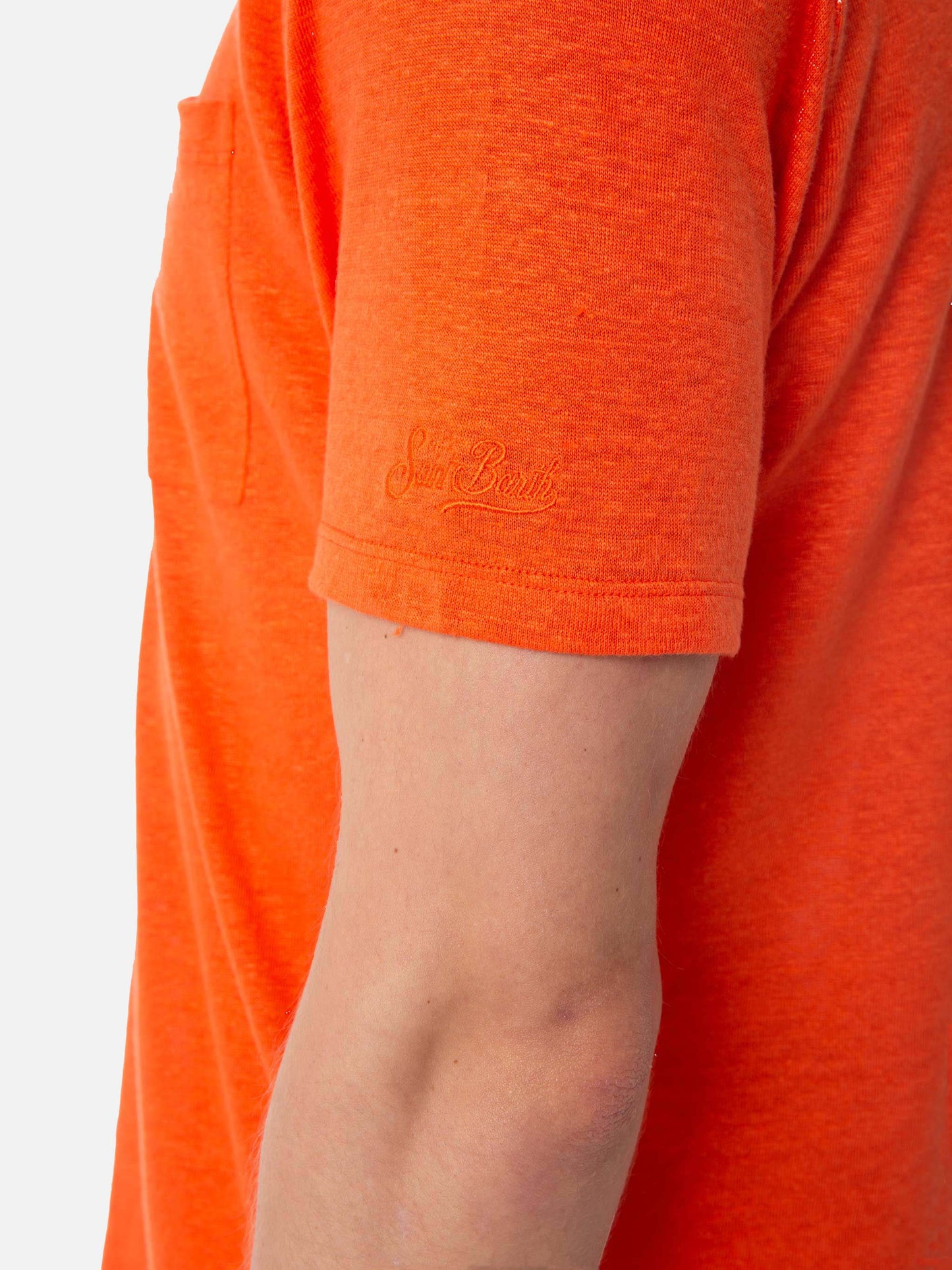 Man orange linen jersey t-shirt - MC2 Saint Barth