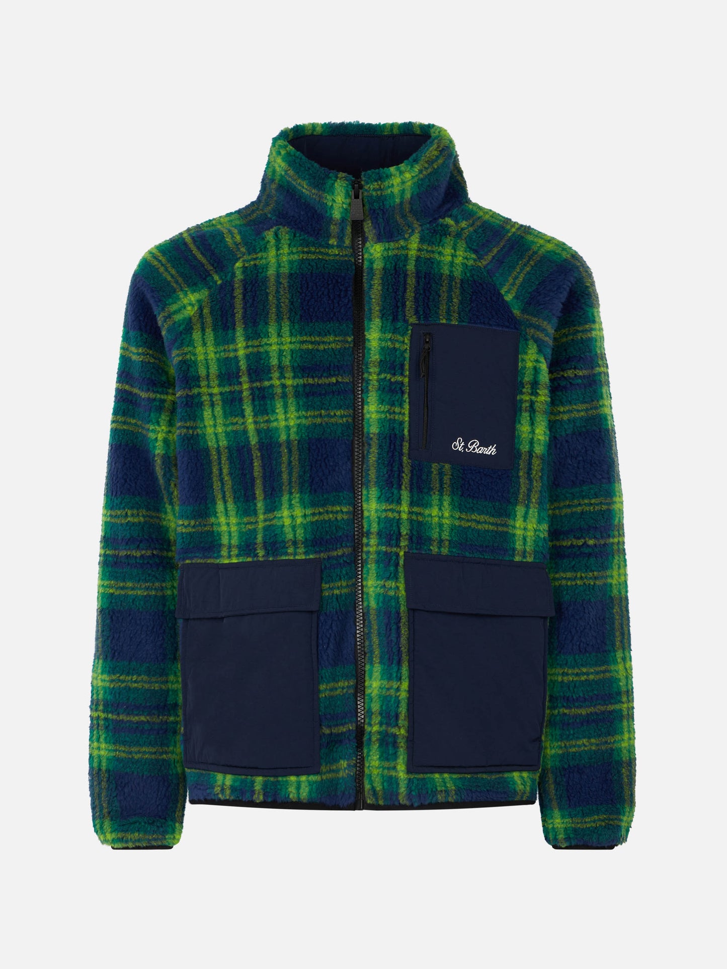 Man sherpa jacket with tartan print - MC2 Saint Barth