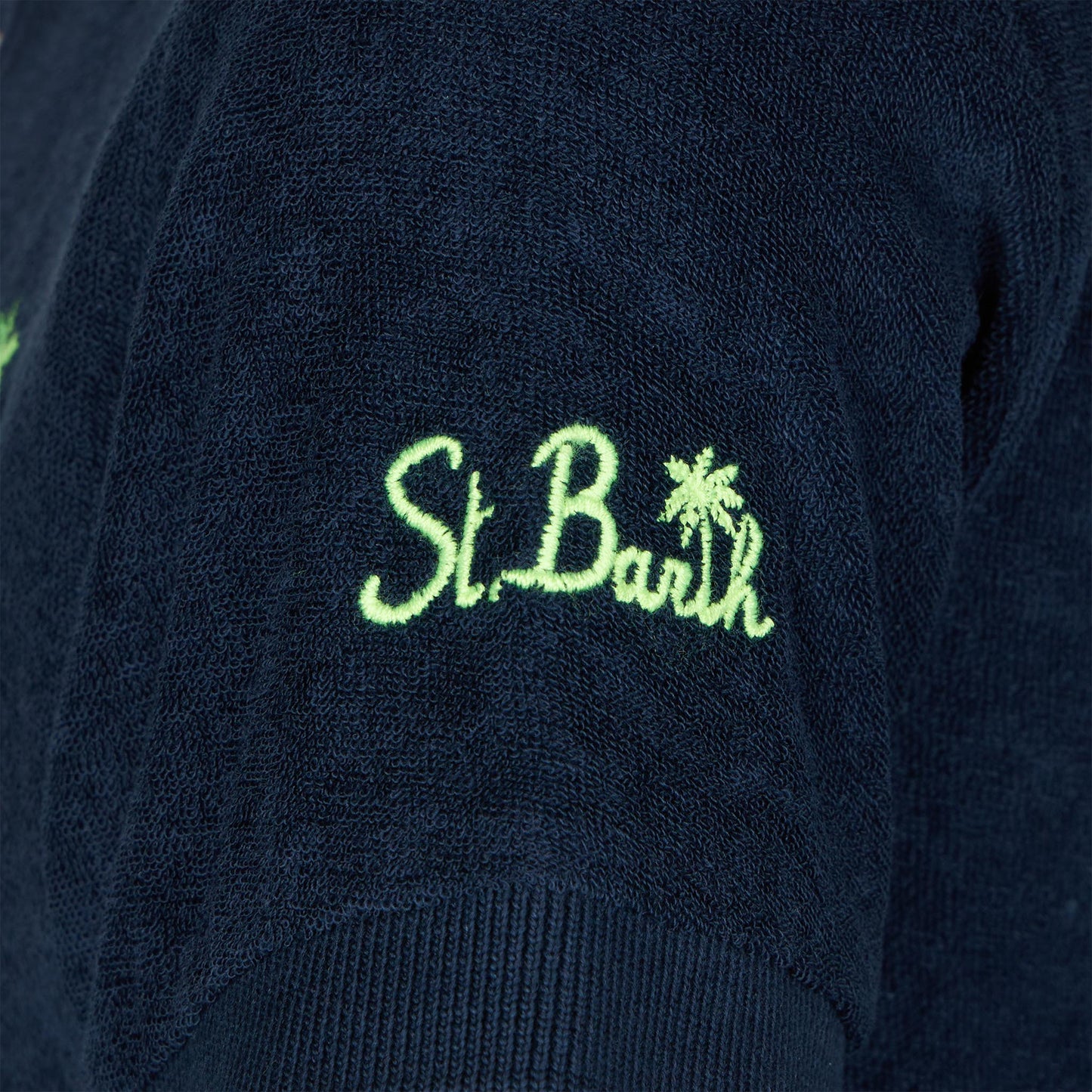 Boy blue terry polo with palm embroidery - MC2 Saint Barth