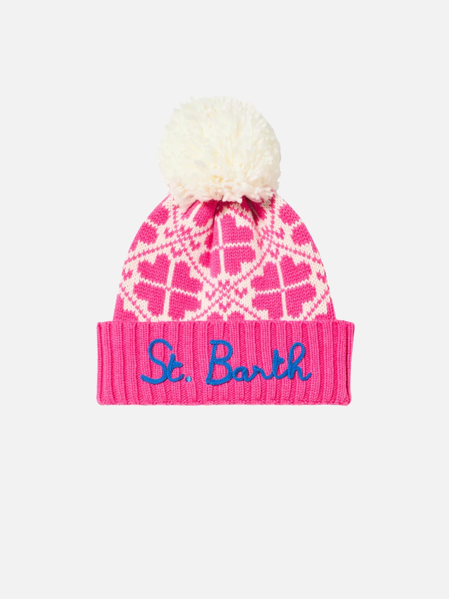 Woman fluo pink beanie with pattern - MC2 Saint Barth