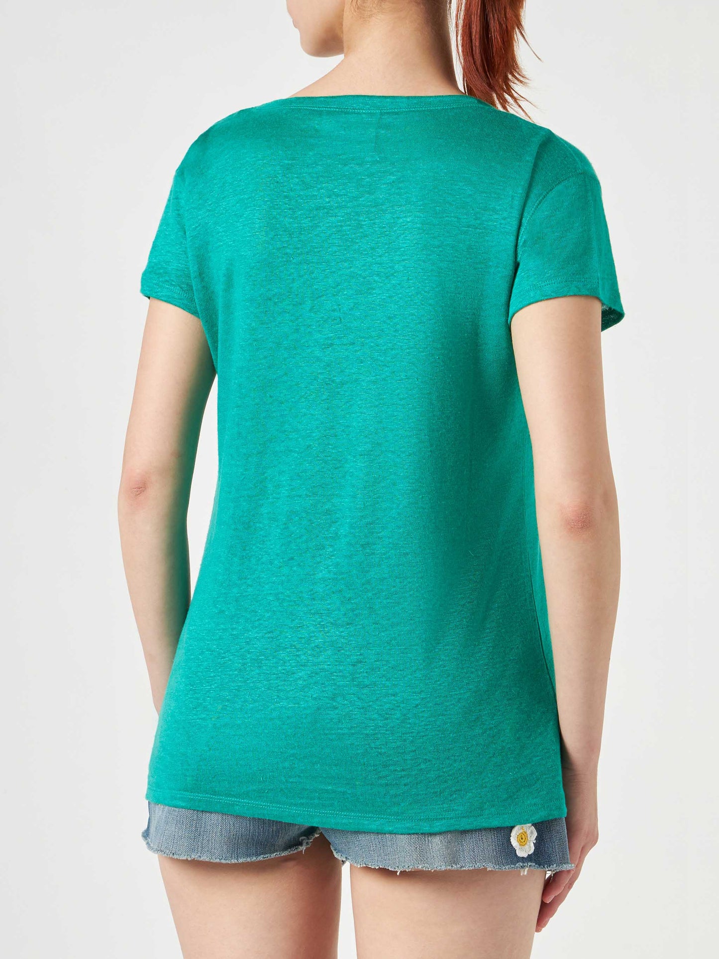 Woman green linen t-shirt - MC2 Saint Barth