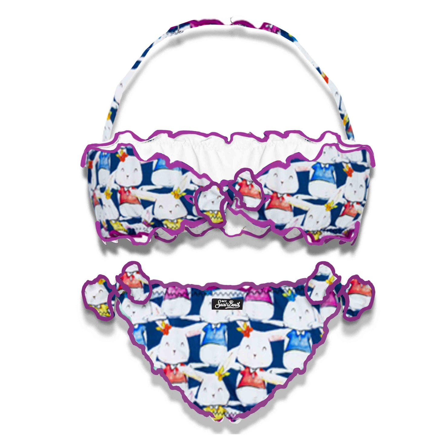 Little Girls Rabbit Print Two Piece Swimsuit - MC2 Saint Barth