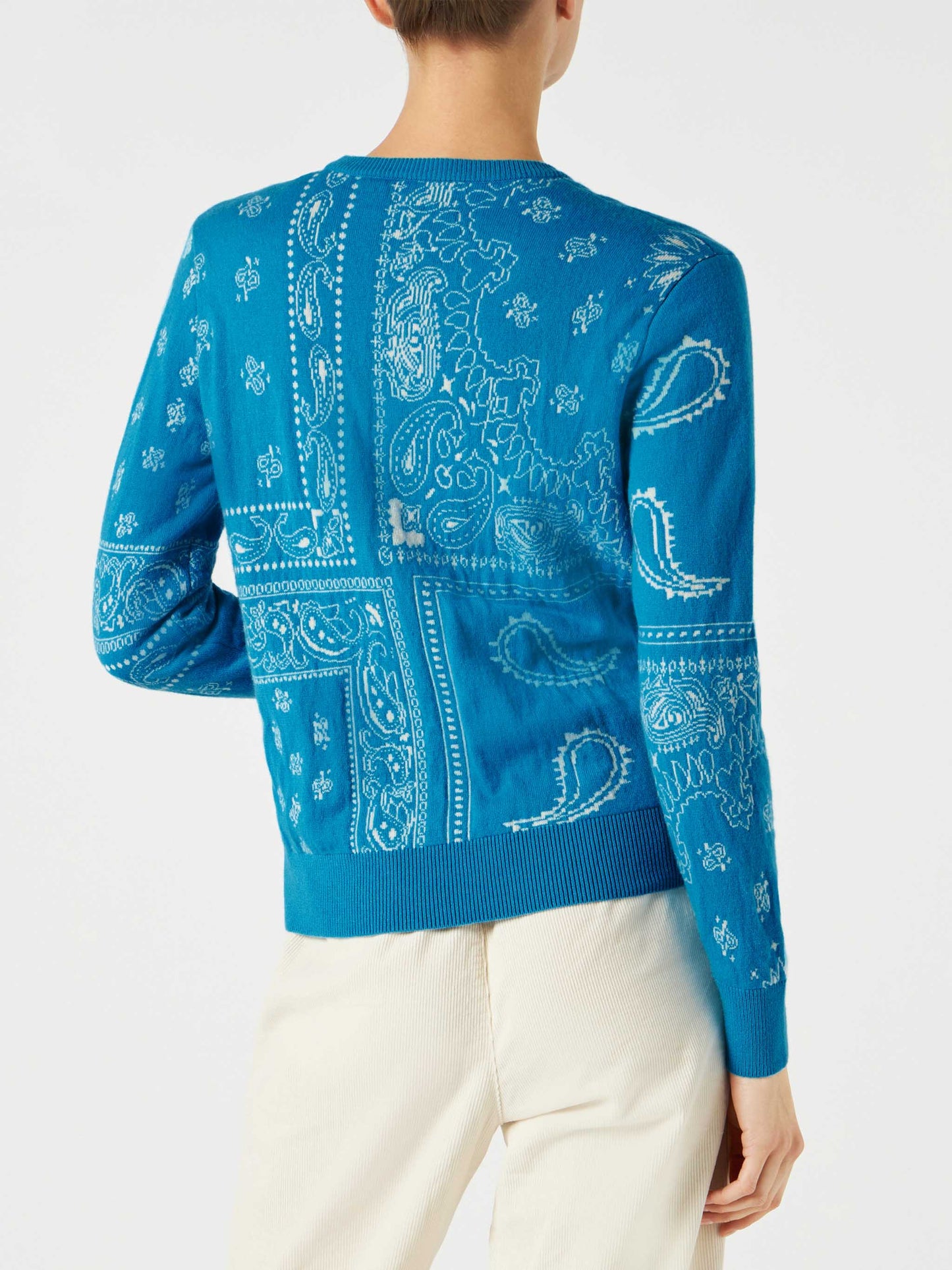 Woman sweater with bandanna print and Saint Barth embroidery - MC2 Saint Barth