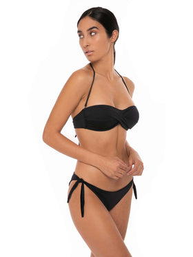 Gekreuzter Bandeau-Bikini in Schwarz