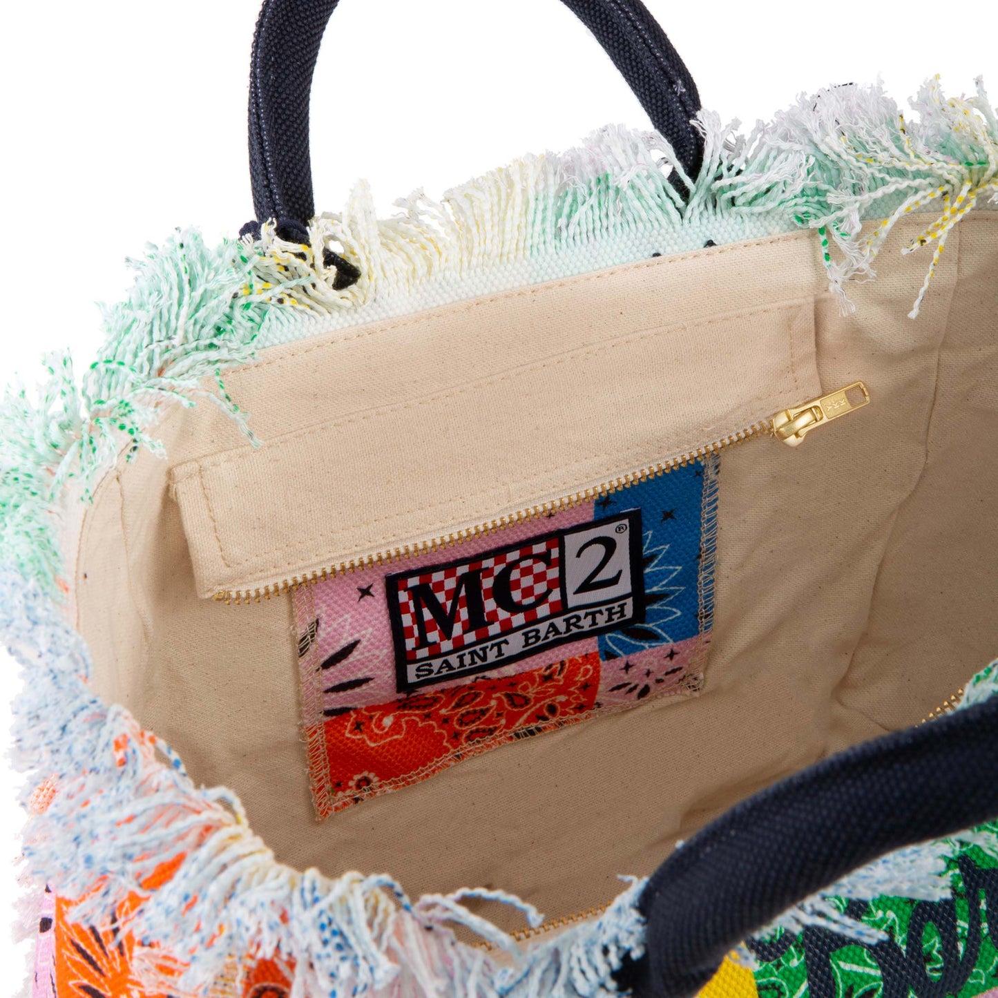 Borsa in canvas di cotone stampa bandana multicolor