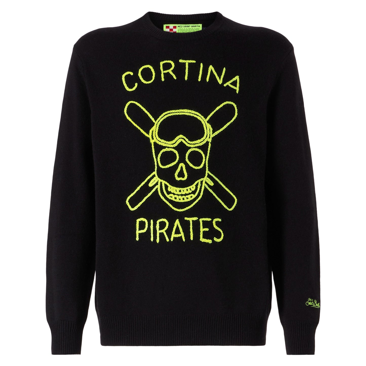 Black Man sweater Cortina Pirates fluo embroidery - MC2 Saint Barth