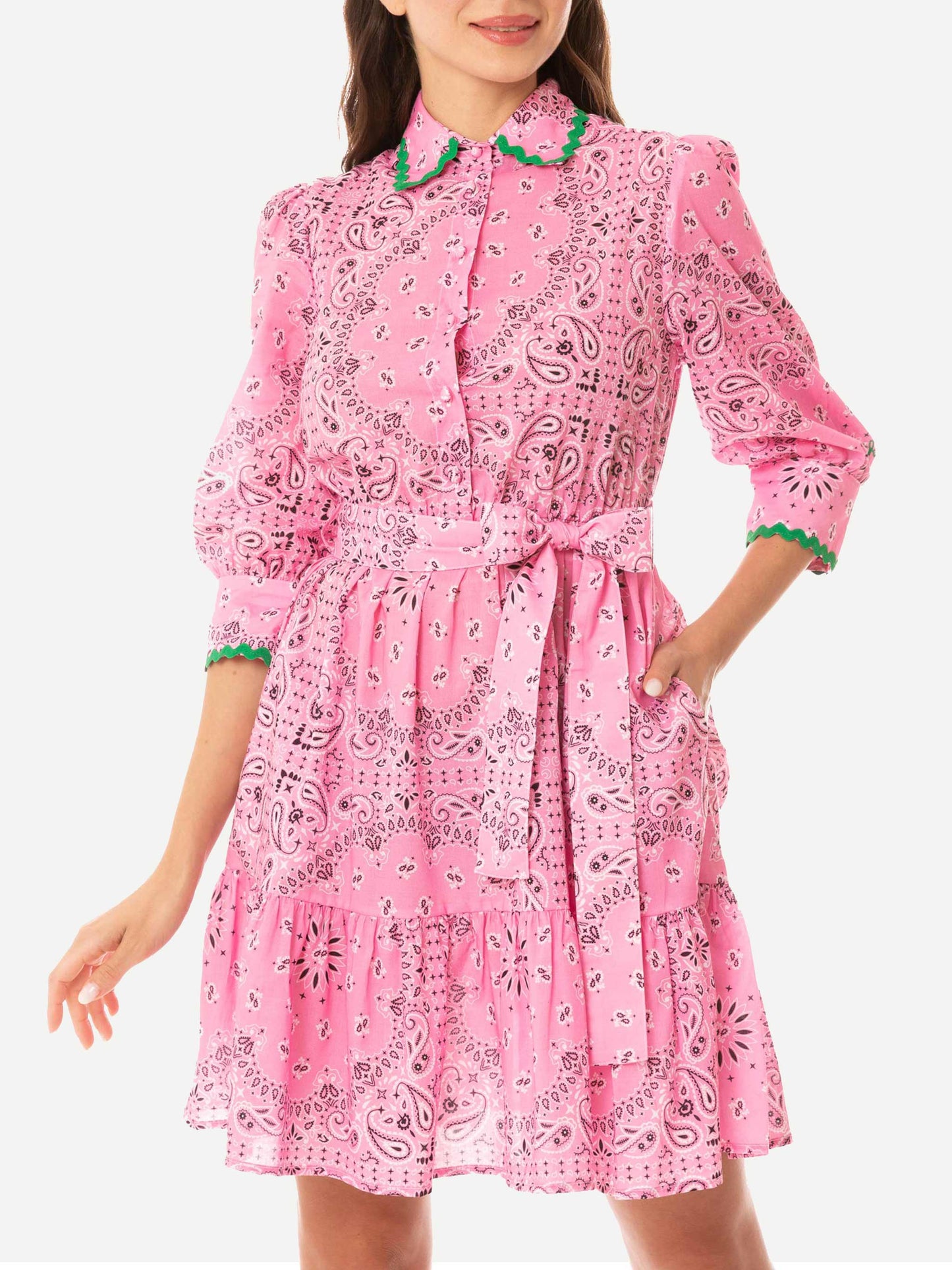 Bandanna print cotton short dress Daisi with embroideries - MC2 Saint Barth