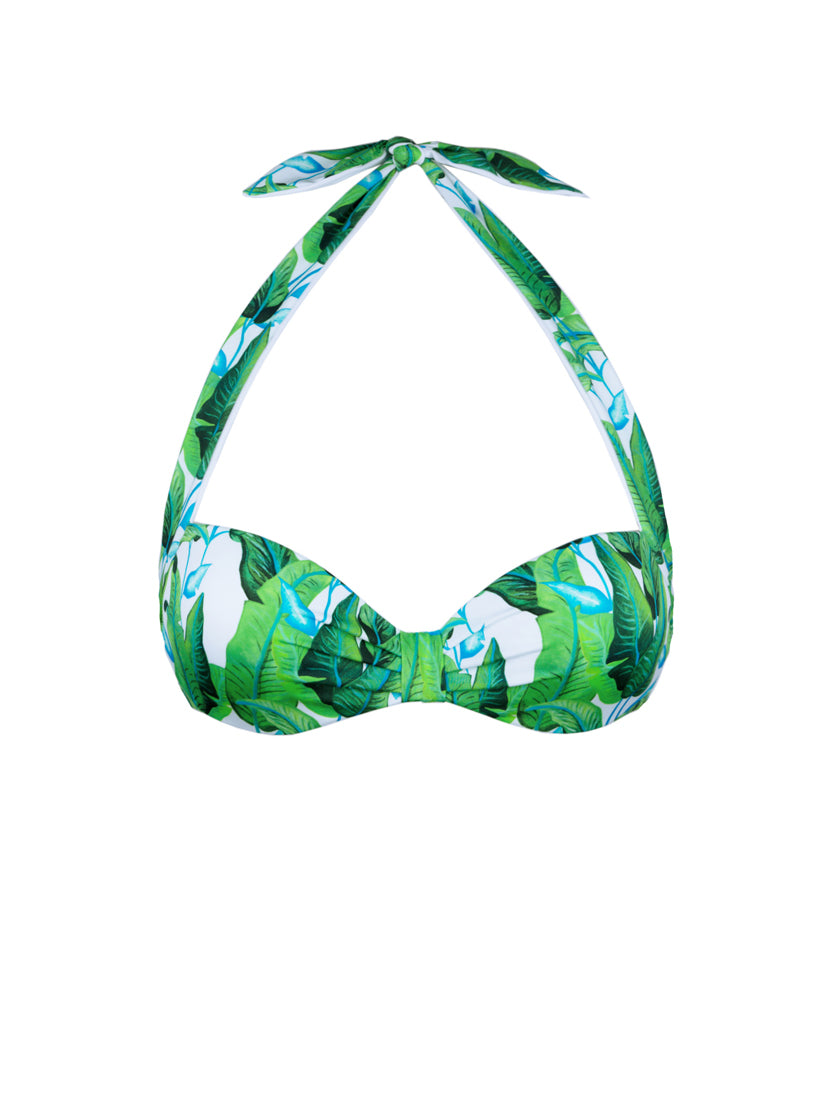 Tropical green leaves print bralette top - MC2 Saint Barth