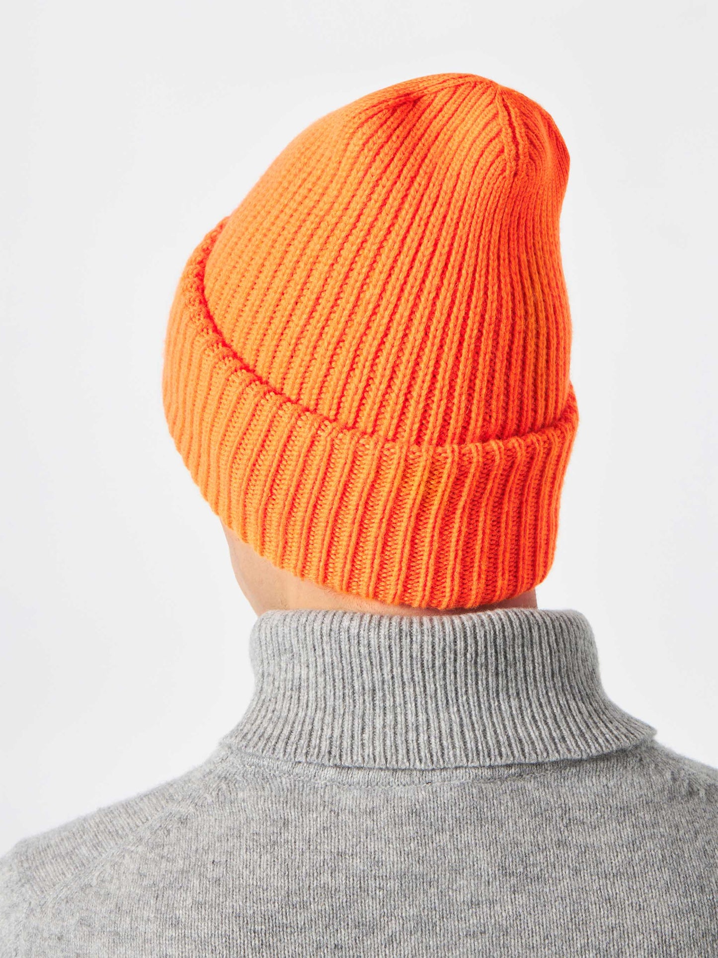 Herren-Strickmütze in Fluo-Orange