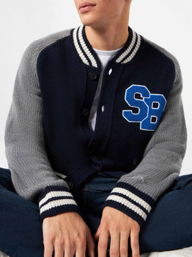 Blue knit bomber college style - MC2 Saint Barth
