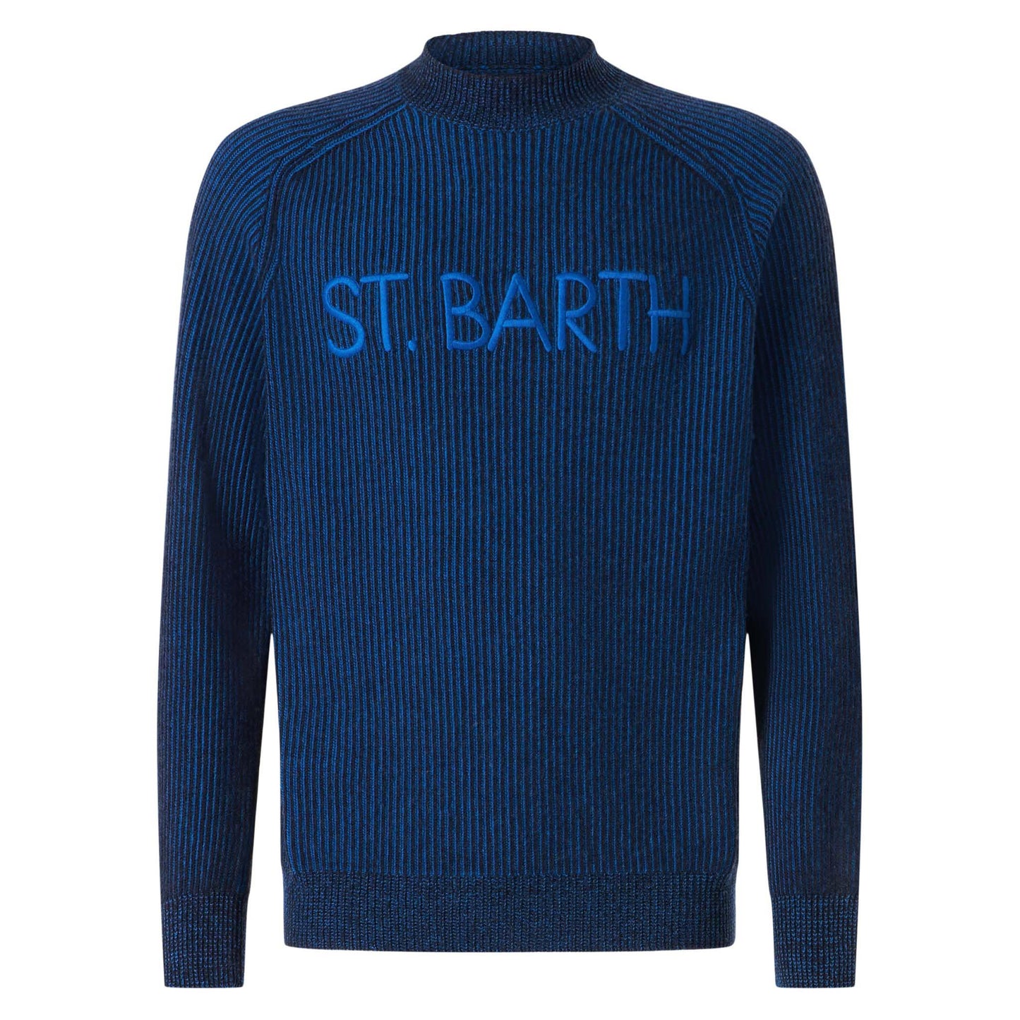 Davos ribbed blue half-turtleneck sweater - MC2 Saint Barth