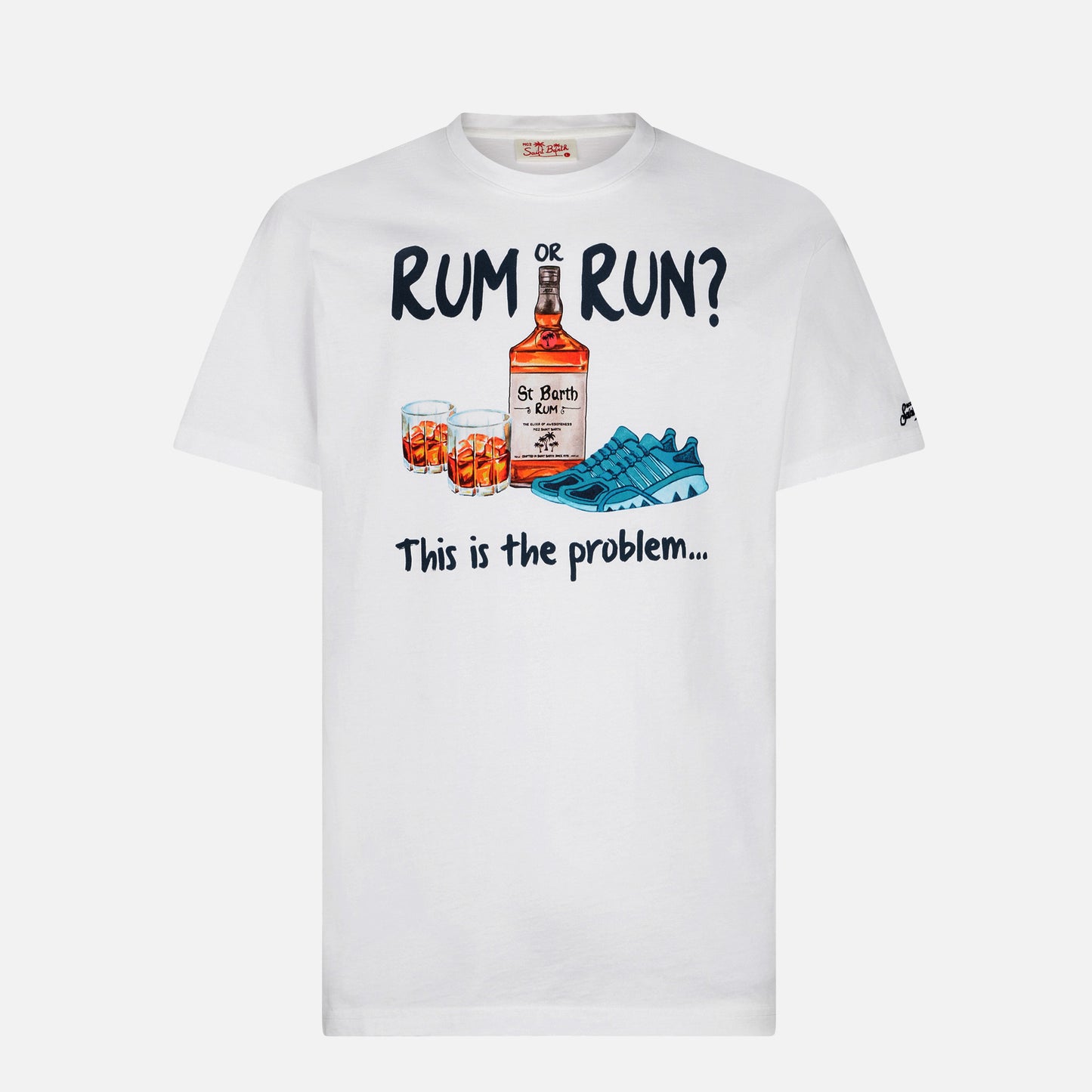 Man cotton t-shirt with Rum or Run print - MC2 Saint Barth