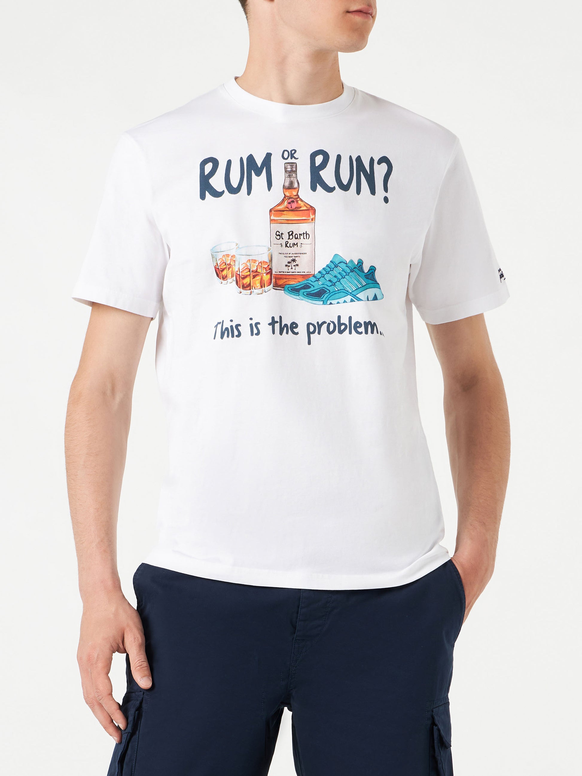 Man cotton t-shirt with Rum or Run print - MC2 Saint Barth