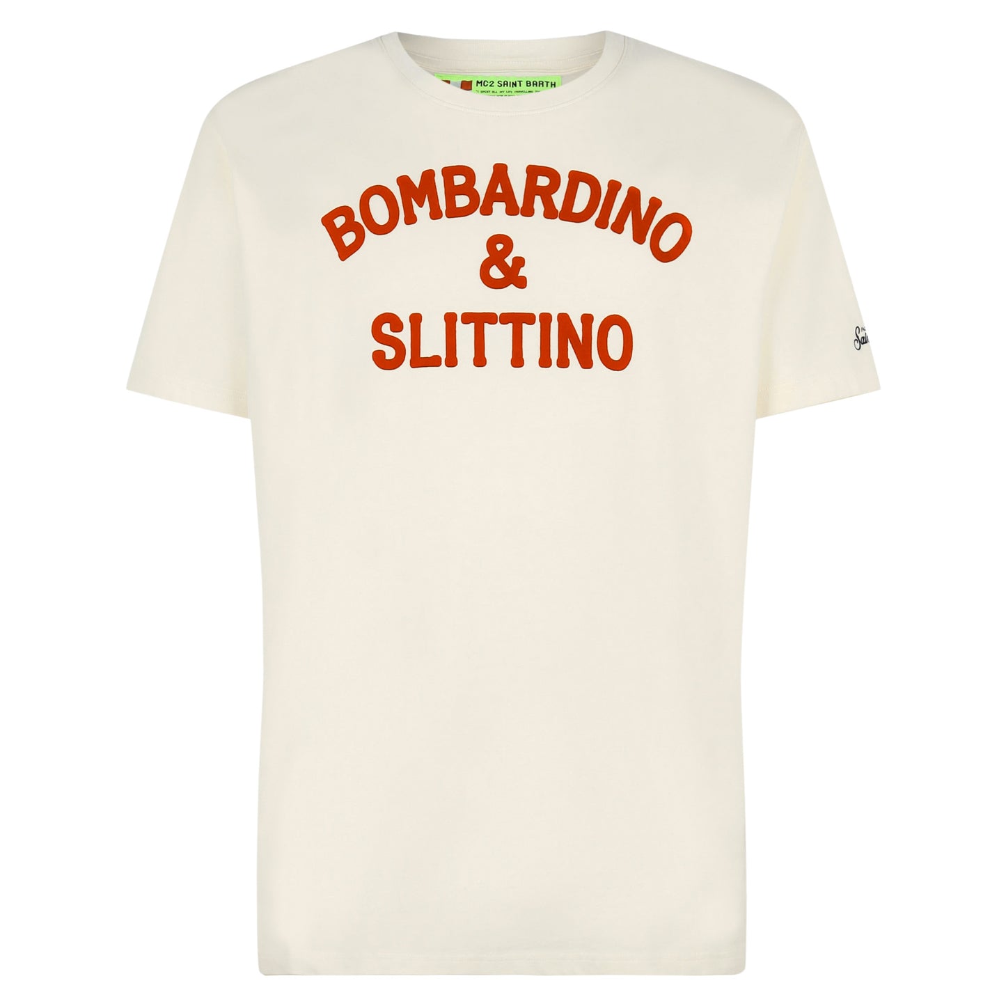 White t-shirt Man red Bombardino & slittino print - MC2 Saint Barth