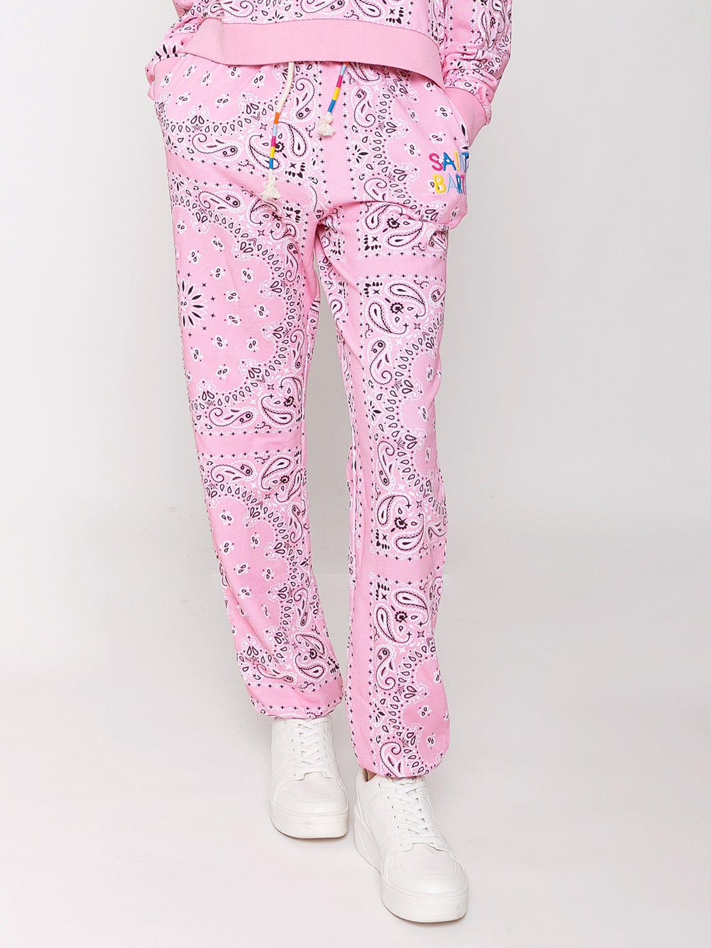 Cotton bandanna joggers with Saint Barth embroidery - MC2 Saint Barth