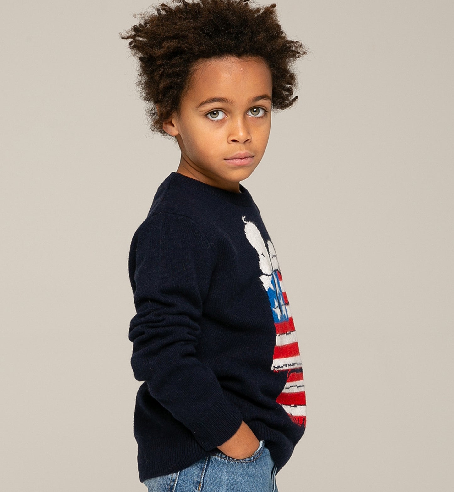 Maglia bambino con stampa jacquard Snoopy | Edizione speciale Peanuts™